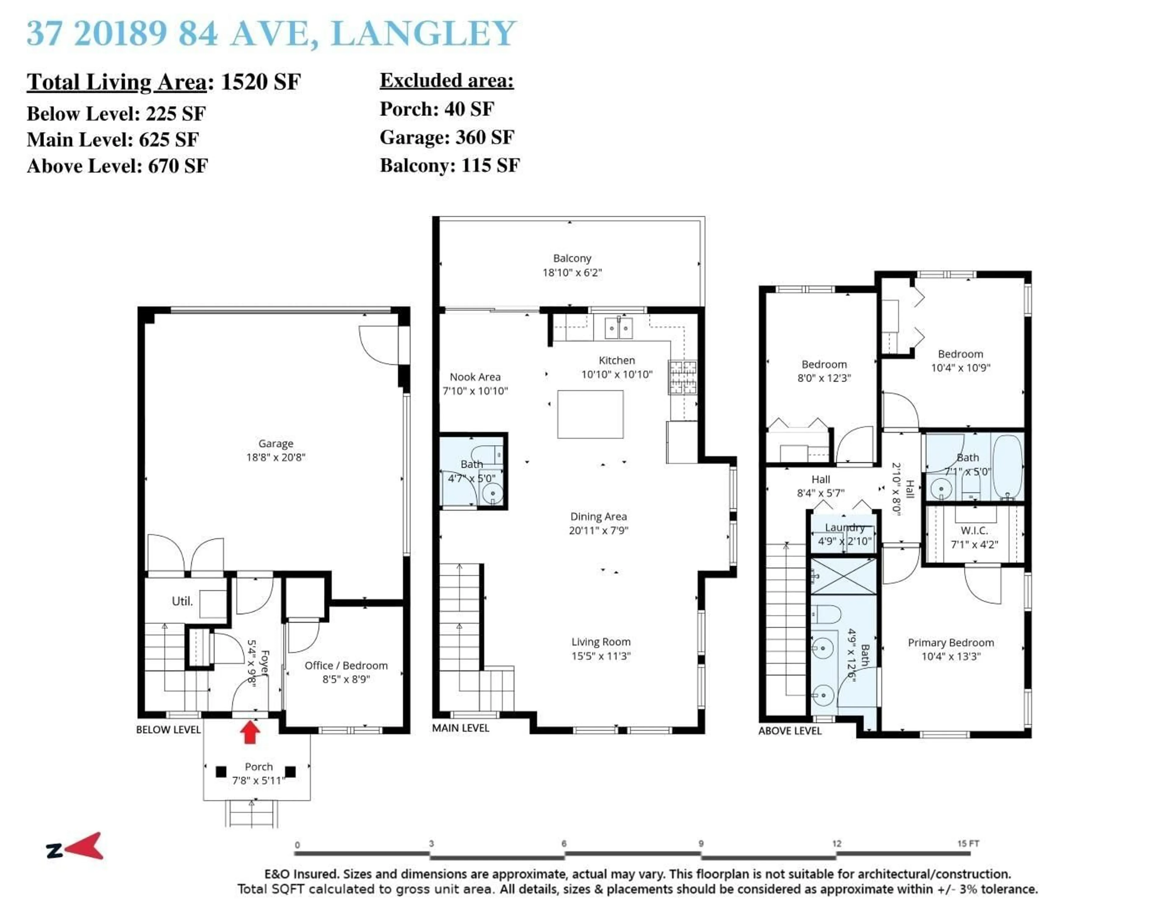Floor plan for 37 - 20189 84 AVENUE, Langley British Columbia V2Y3P7