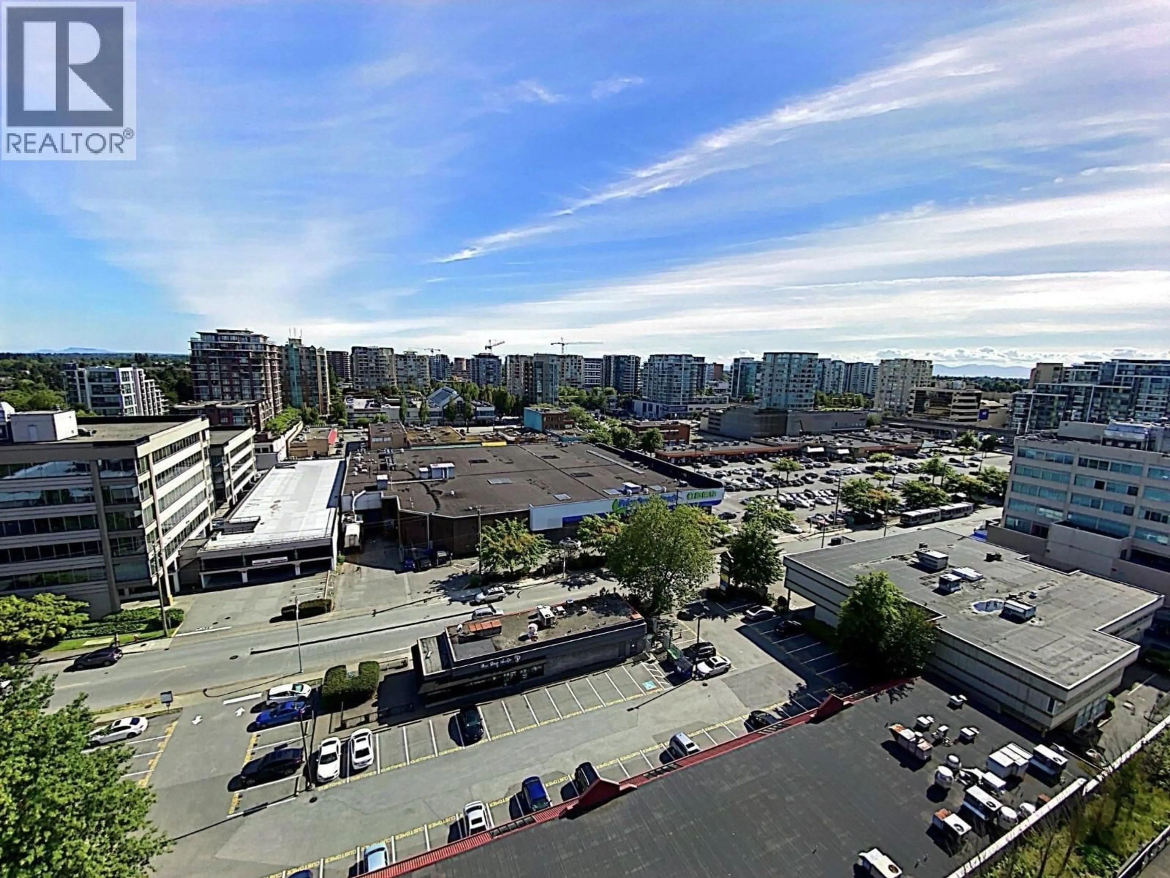 A pic from outside/outdoor area/front of a property/back of a property/a pic from drone, city buildings view from balcony for 1605 - 8288 LANSDOWNE ROAD, Richmond British Columbia V6X0B3