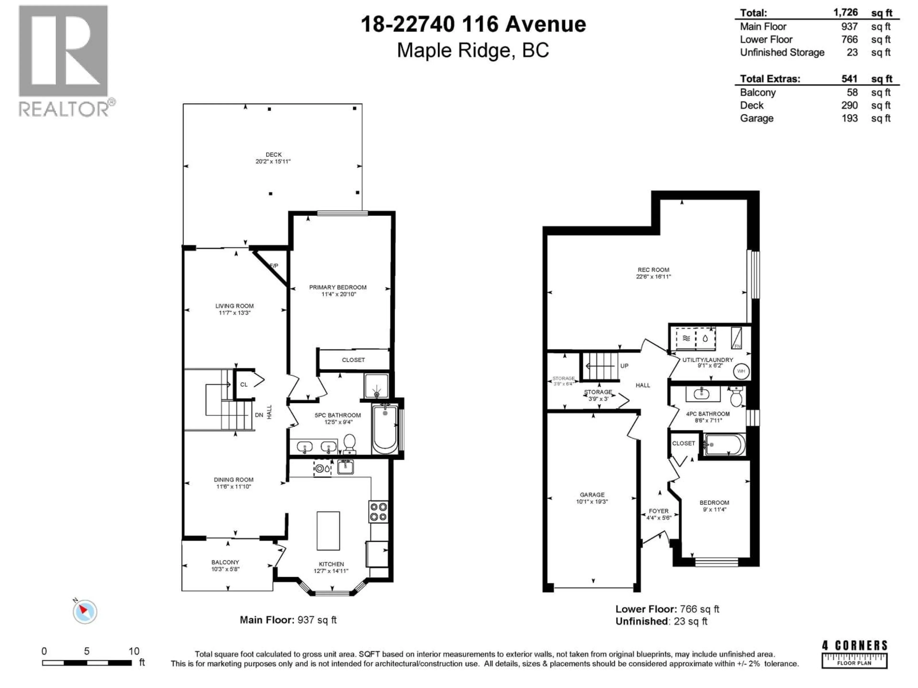 Floor plan for 18 - 22740 116 AVENUE, Maple Ridge British Columbia V2X2X7