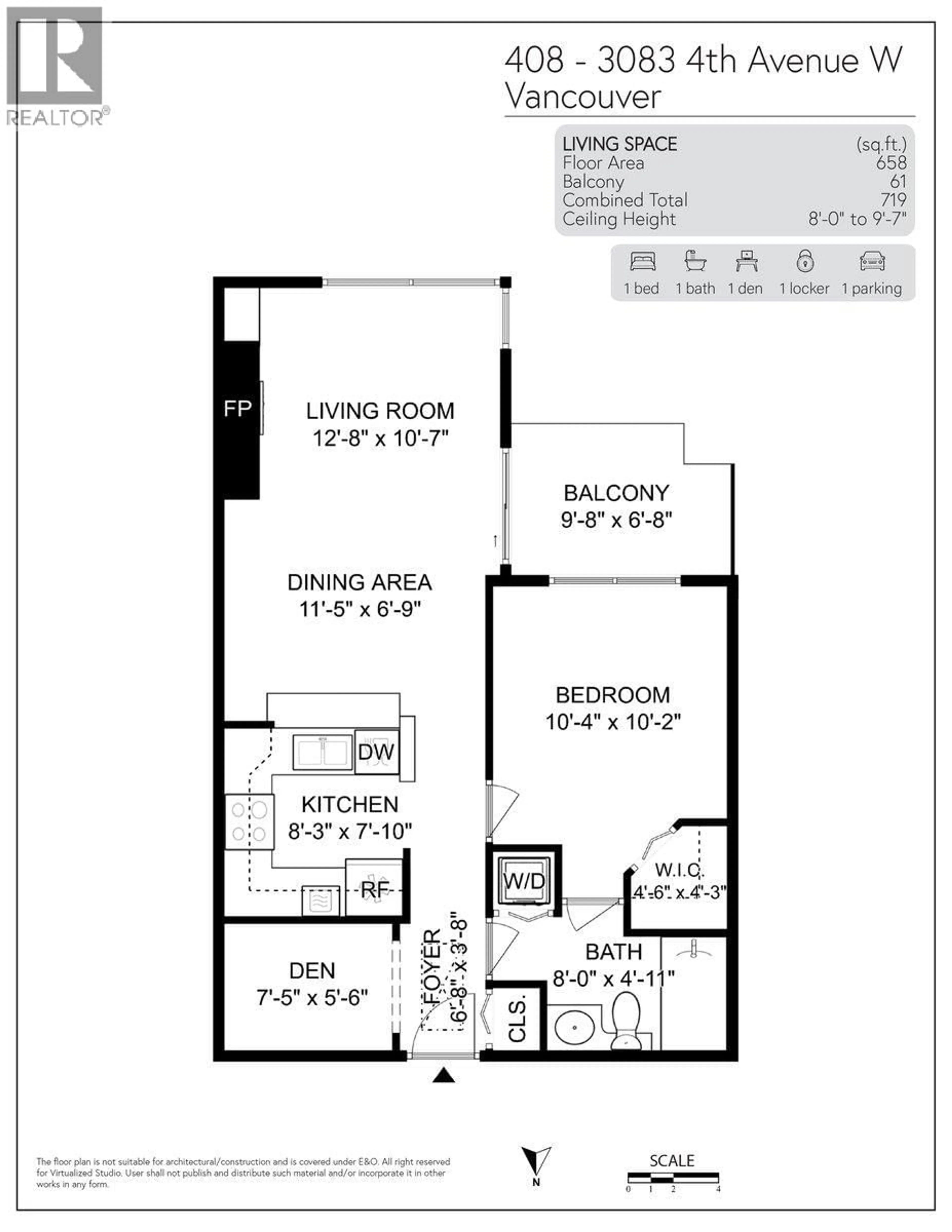 Floor plan for 408 - 3083 4TH AVENUE, Vancouver British Columbia V6K1R5