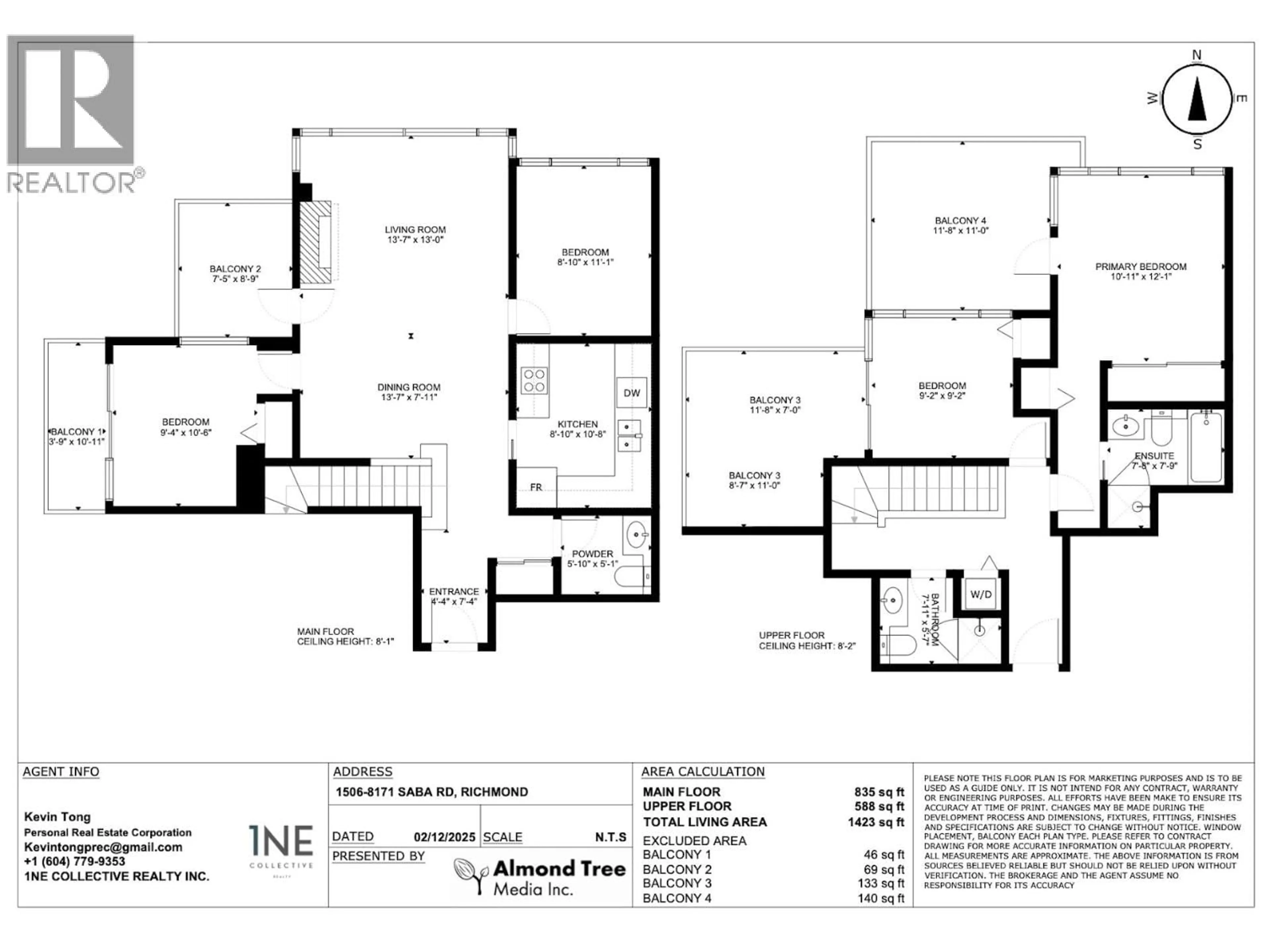 Floor plan for 1506 - 8171 SABA ROAD, Richmond British Columbia V6Y4B3