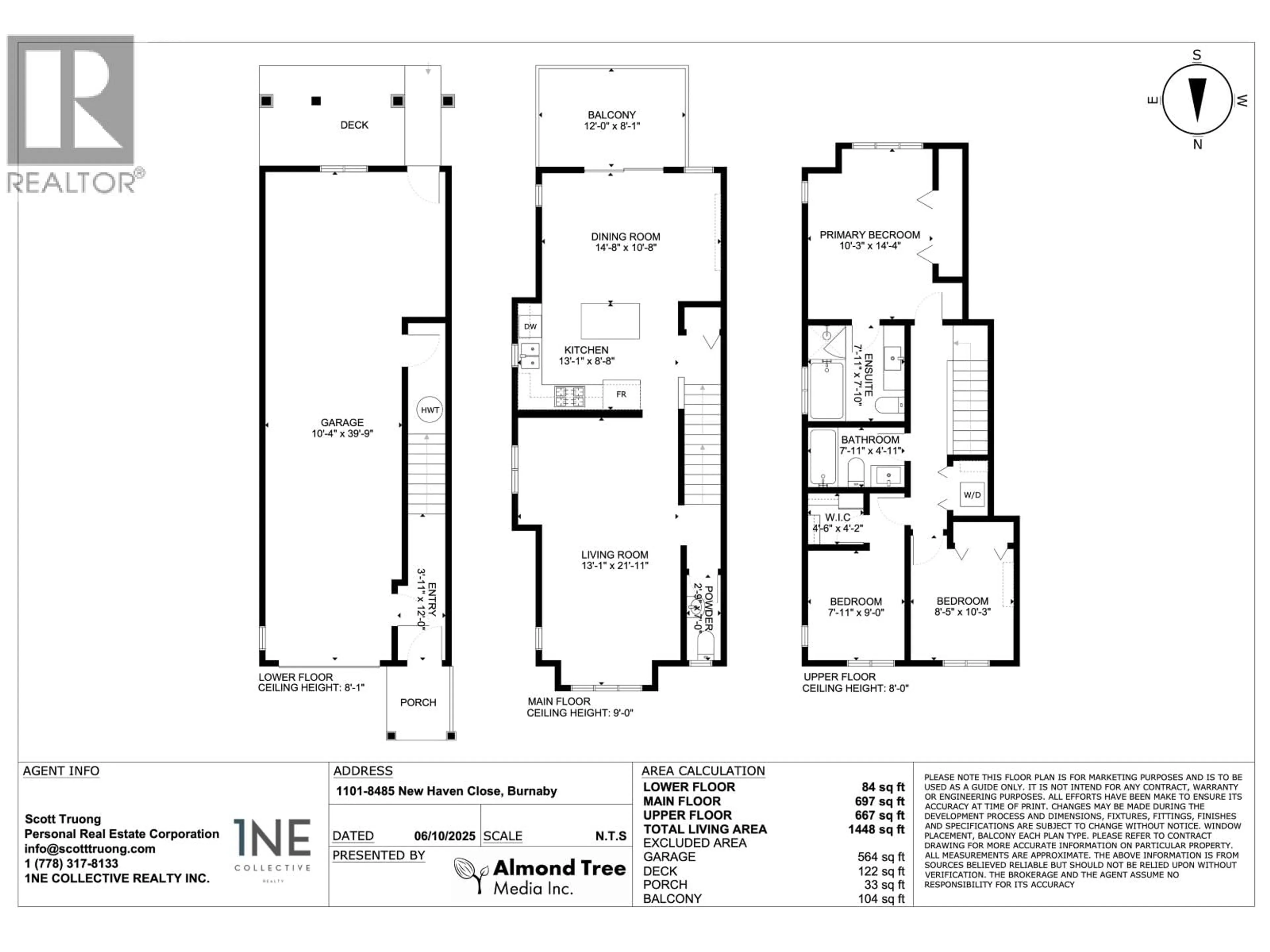 Floor plan for 1101 - 8485 NEW HAVEN CLOSE, Burnaby British Columbia V5J0B7