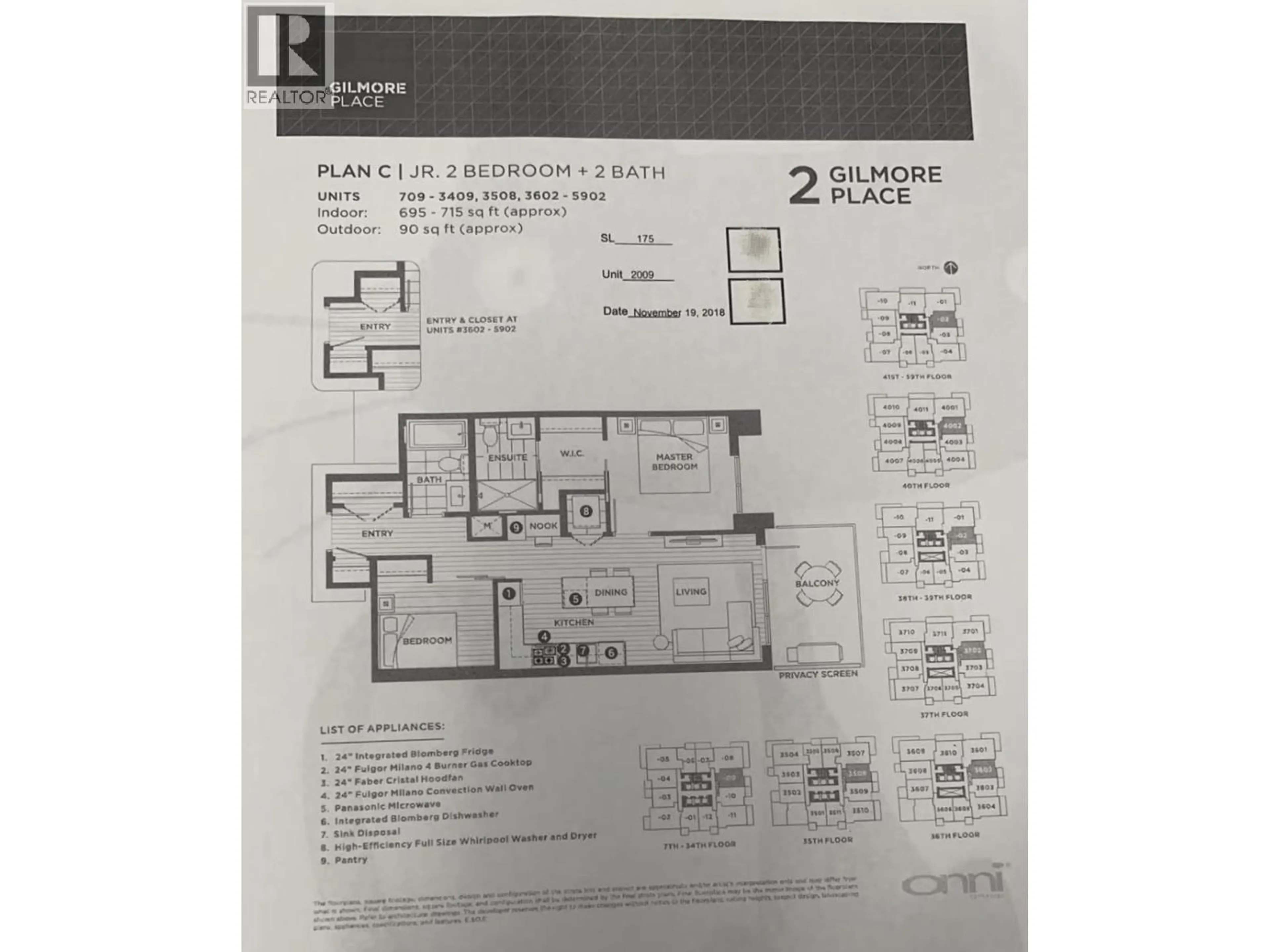Floor plan for 2009 - 2108 GILMORE AVENUE, Burnaby British Columbia V5C0N8
