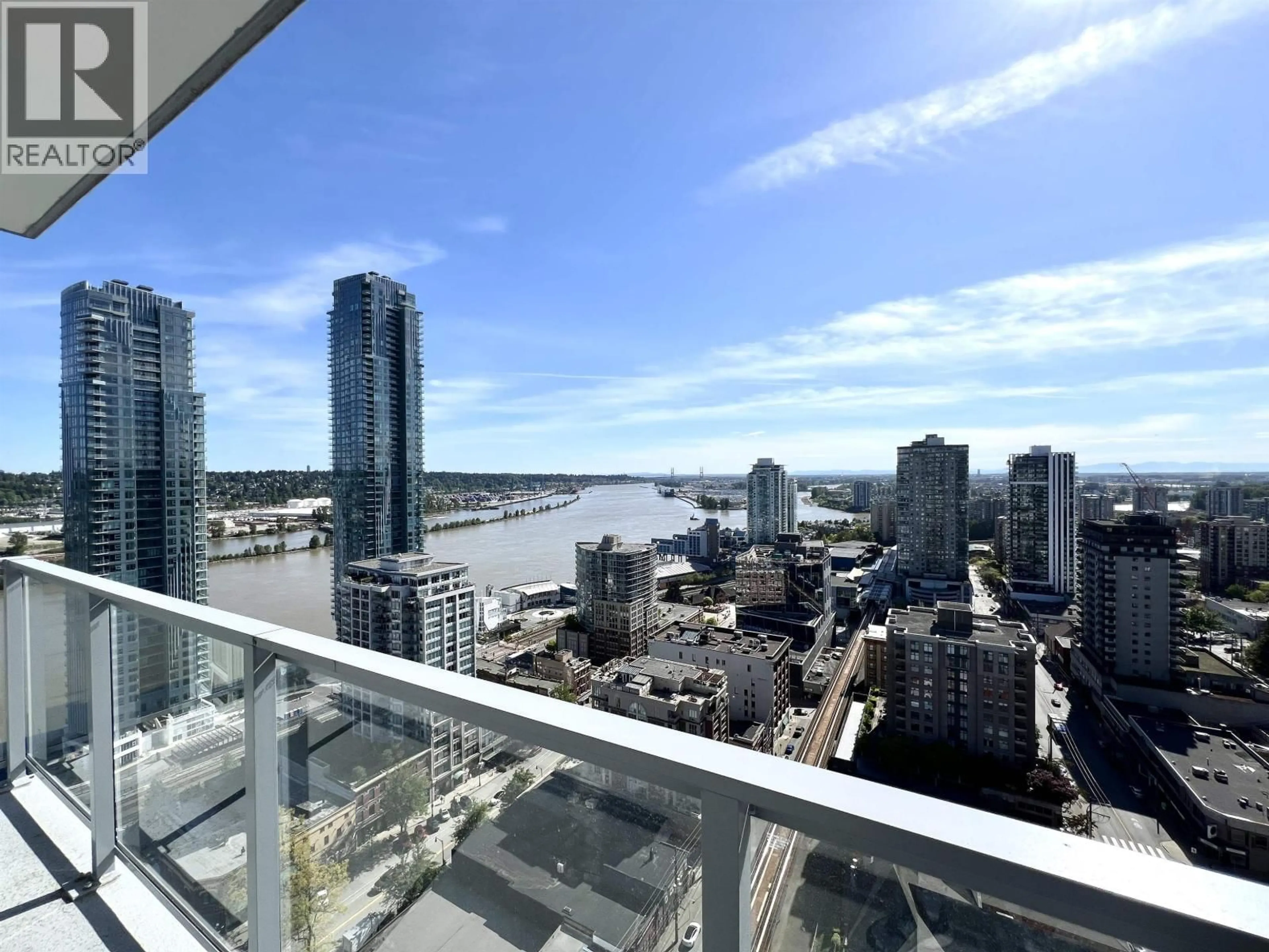 Balcony in the apartment, city buildings view from balcony for 2406 - 618 CARNARVON STREET, New Westminster British Columbia V3M1E9