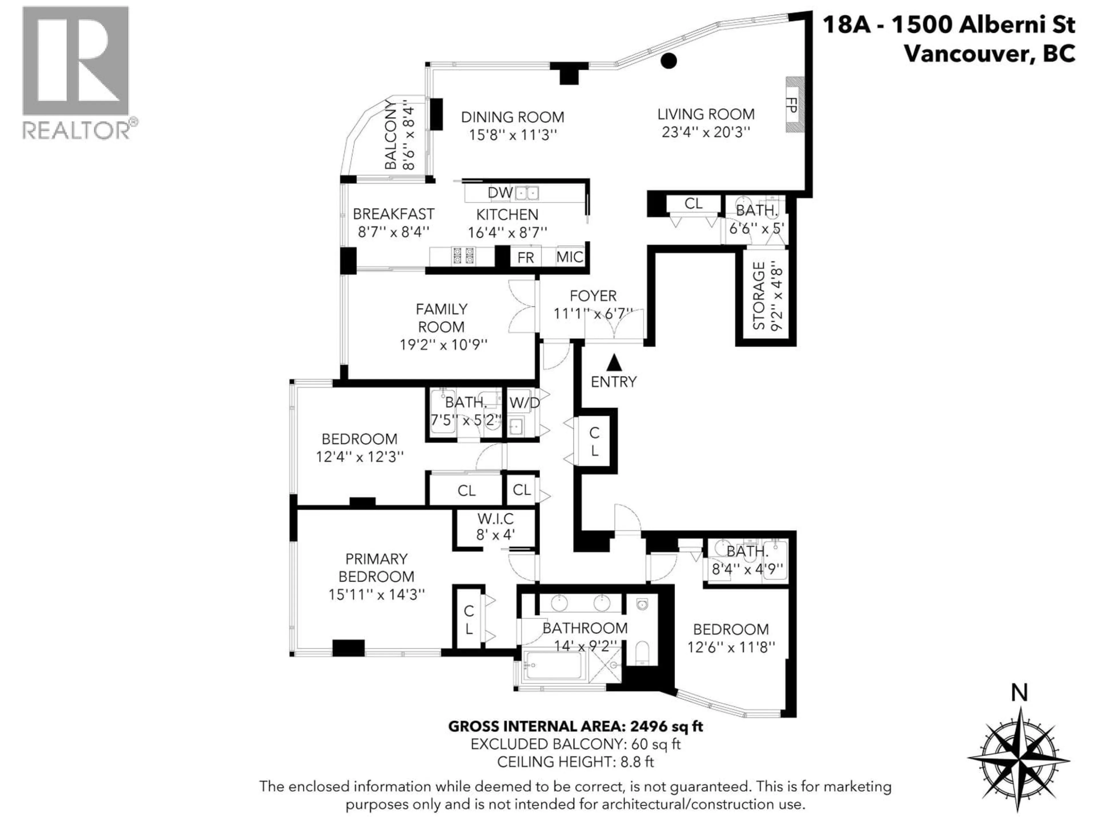 Floor plan for 18A - 1500 ALBERNI STREET, Vancouver British Columbia V6G3C9