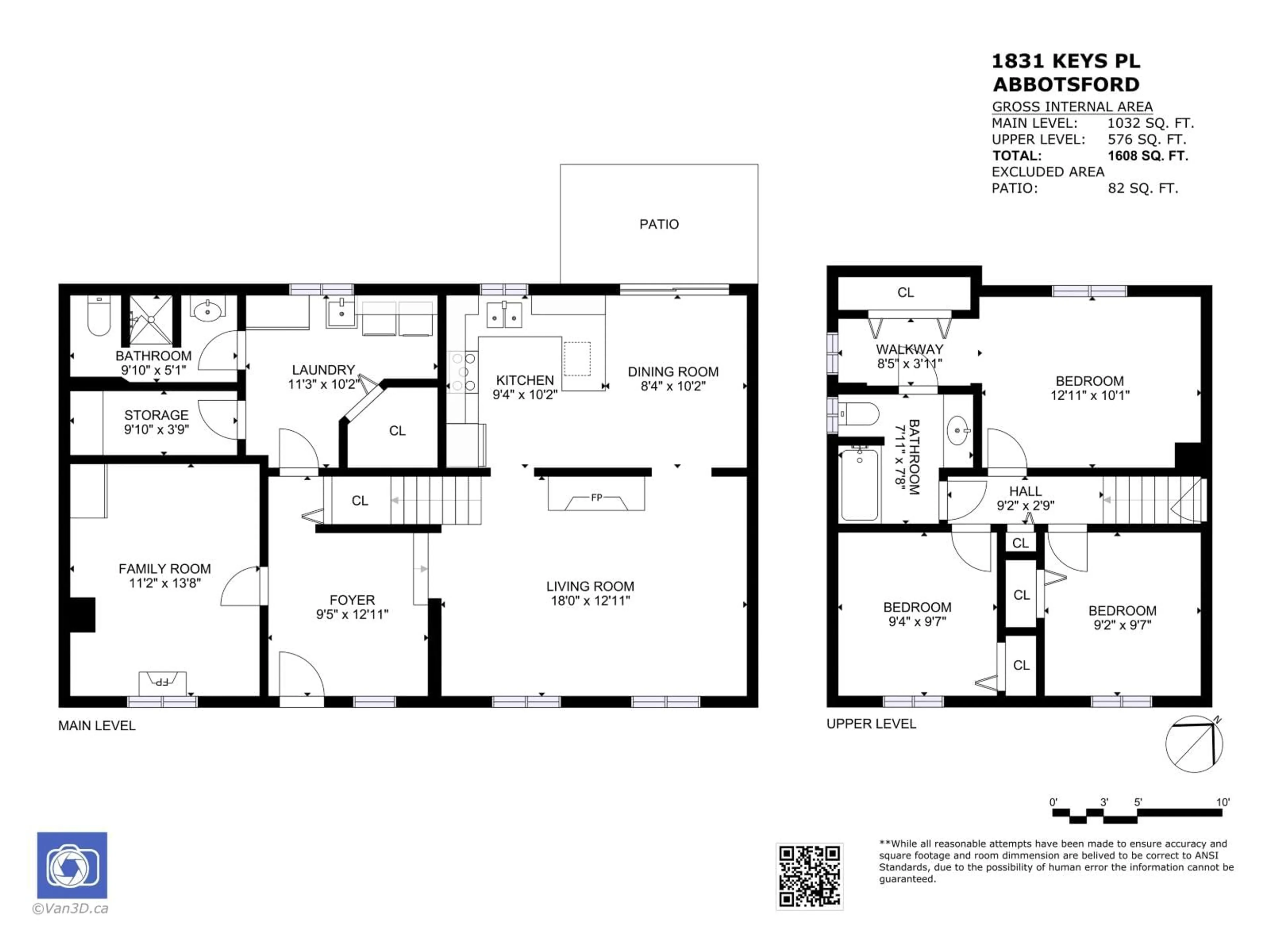 Floor plan for 1831 KEYS PLACE, Abbotsford British Columbia V2S5G9