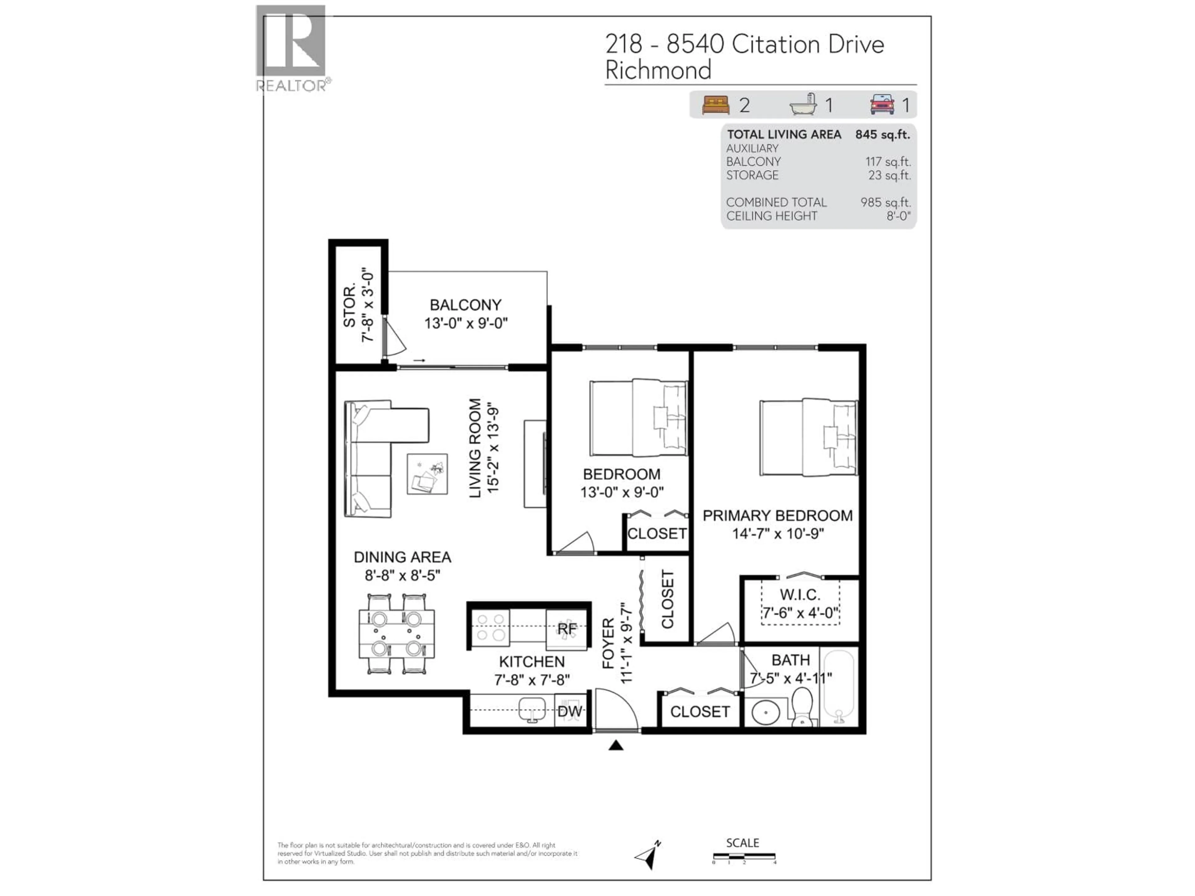Floor plan for 218 - 8540 CITATION DRIVE, Richmond British Columbia V6Y3A3