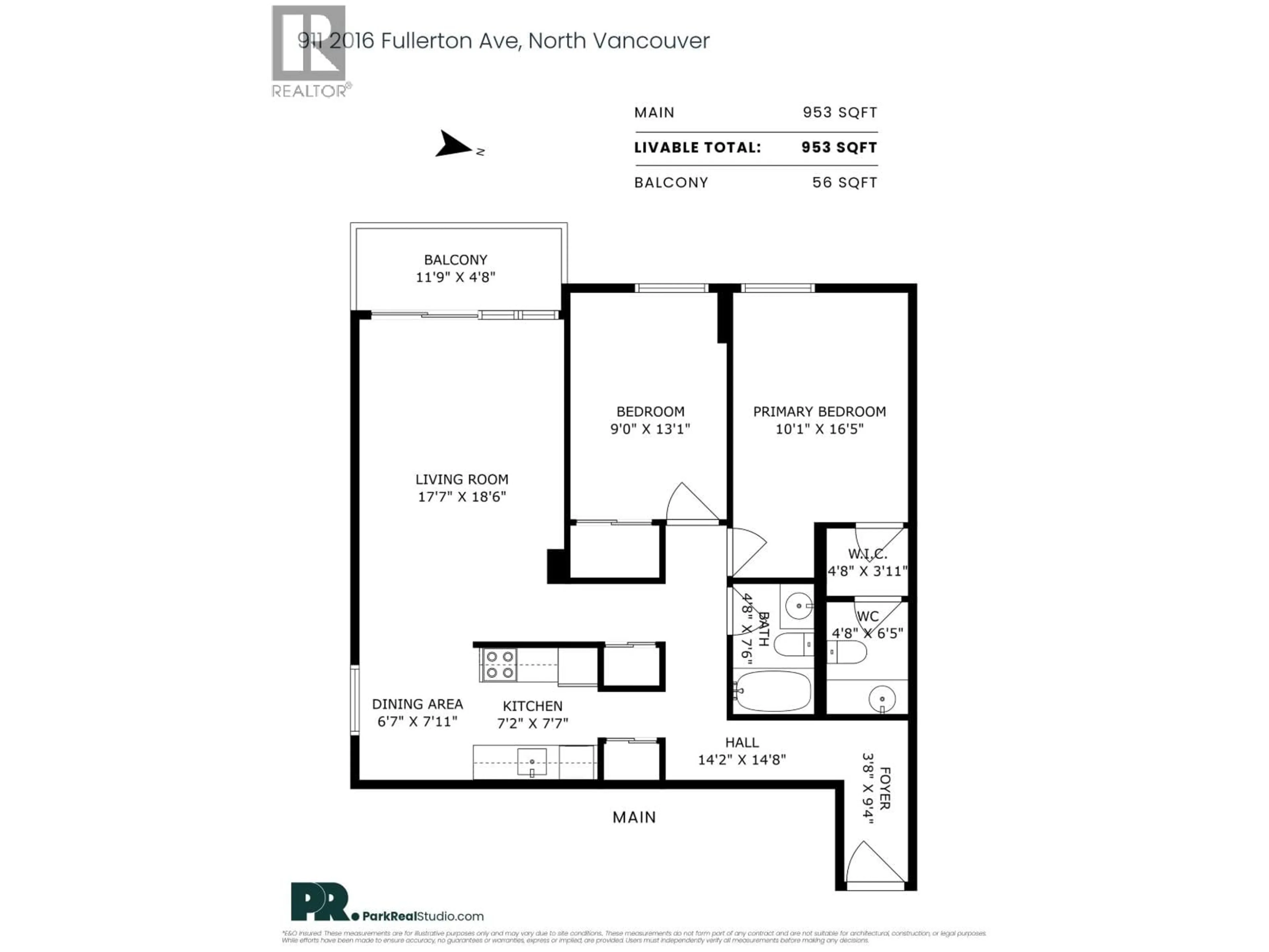 Floor plan for 911 - 2016 FULLERTON AVENUE, North Vancouver British Columbia V7P3E6