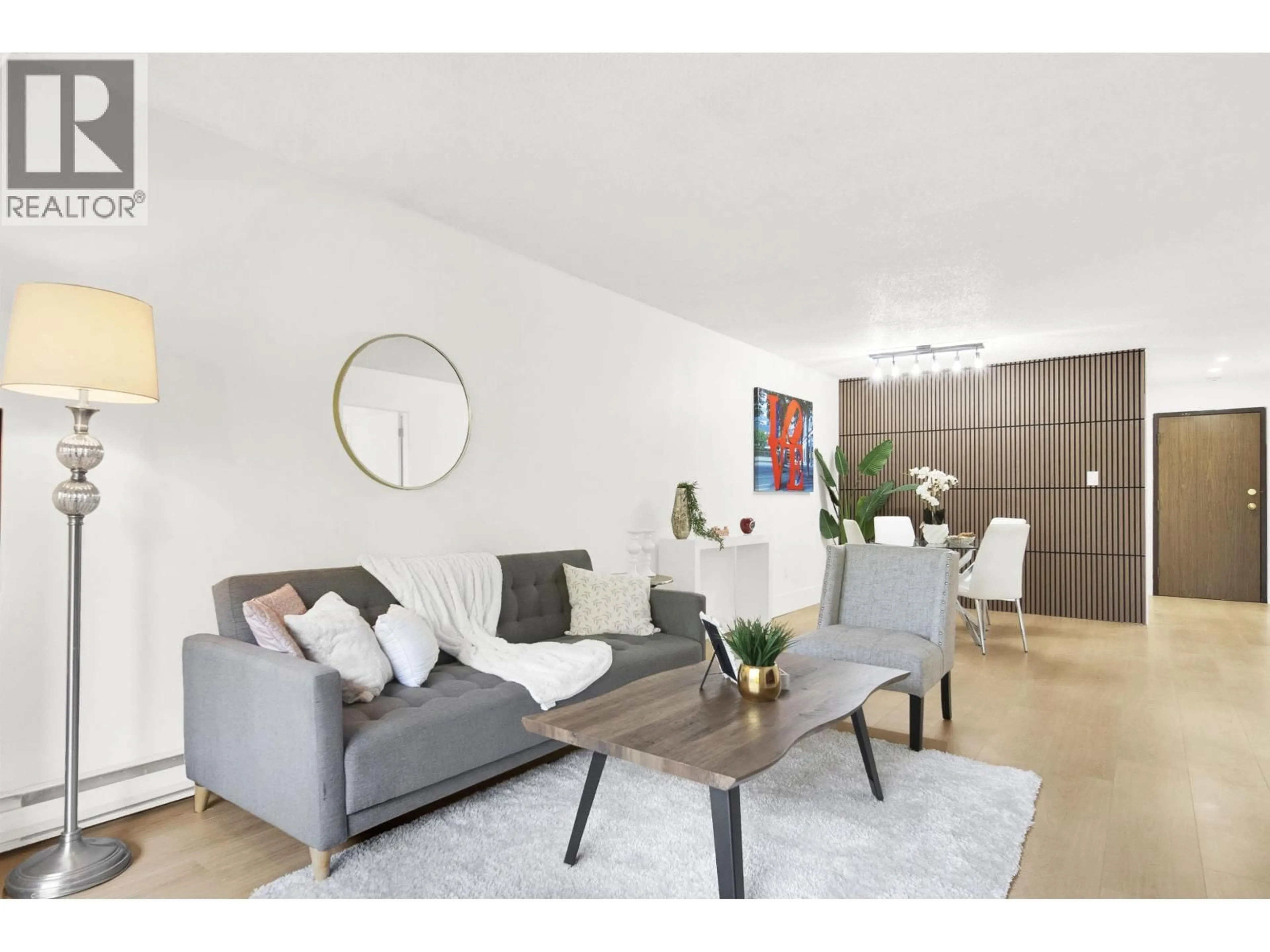 Living room with furniture, wood/laminate floor for 207 - 37 AGNES STREET, New Westminster British Columbia V3L5G9