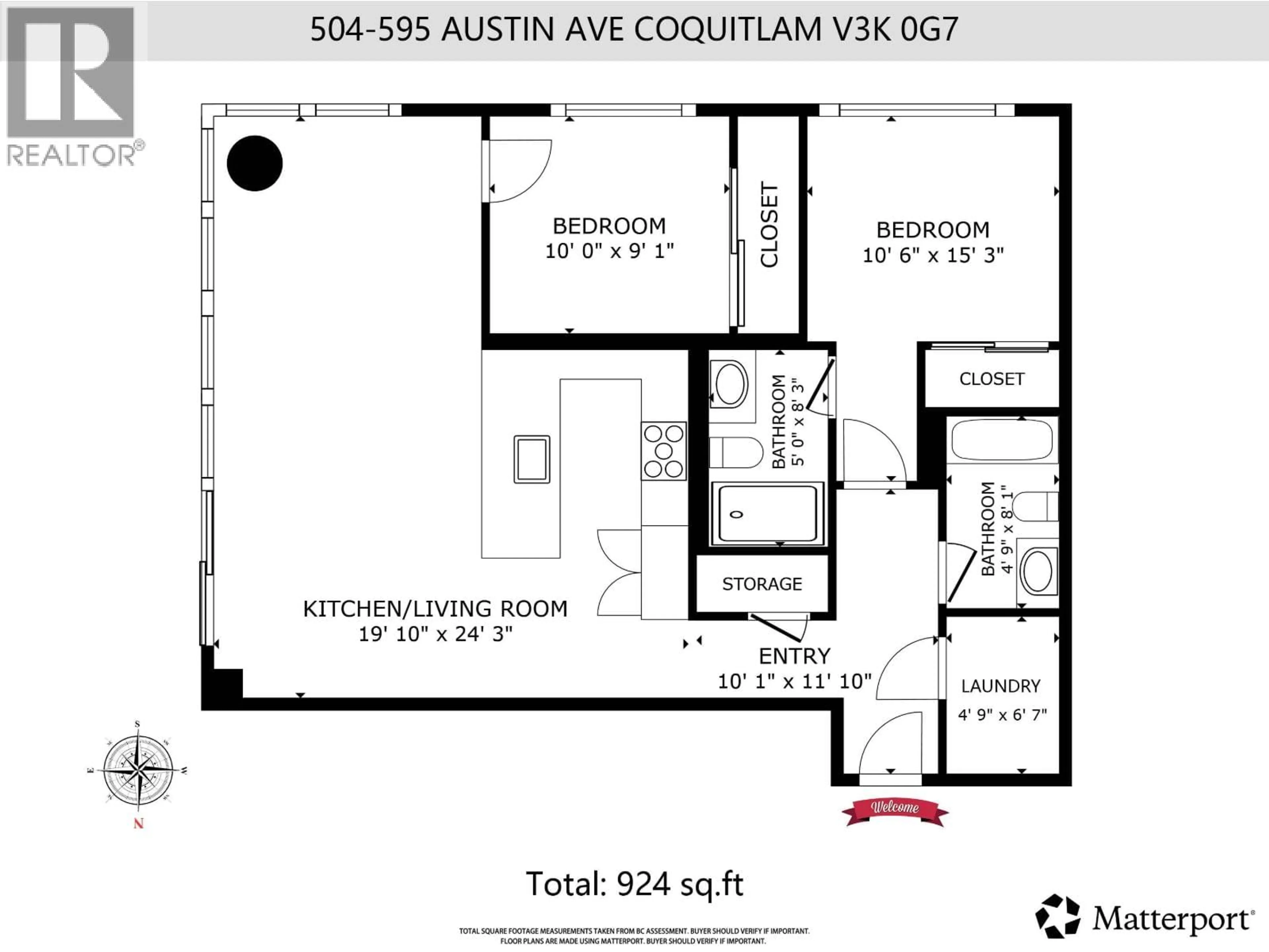 Floor plan for 504 - 595 AUSTIN AVENUE, Coquitlam British Columbia V3K0G7