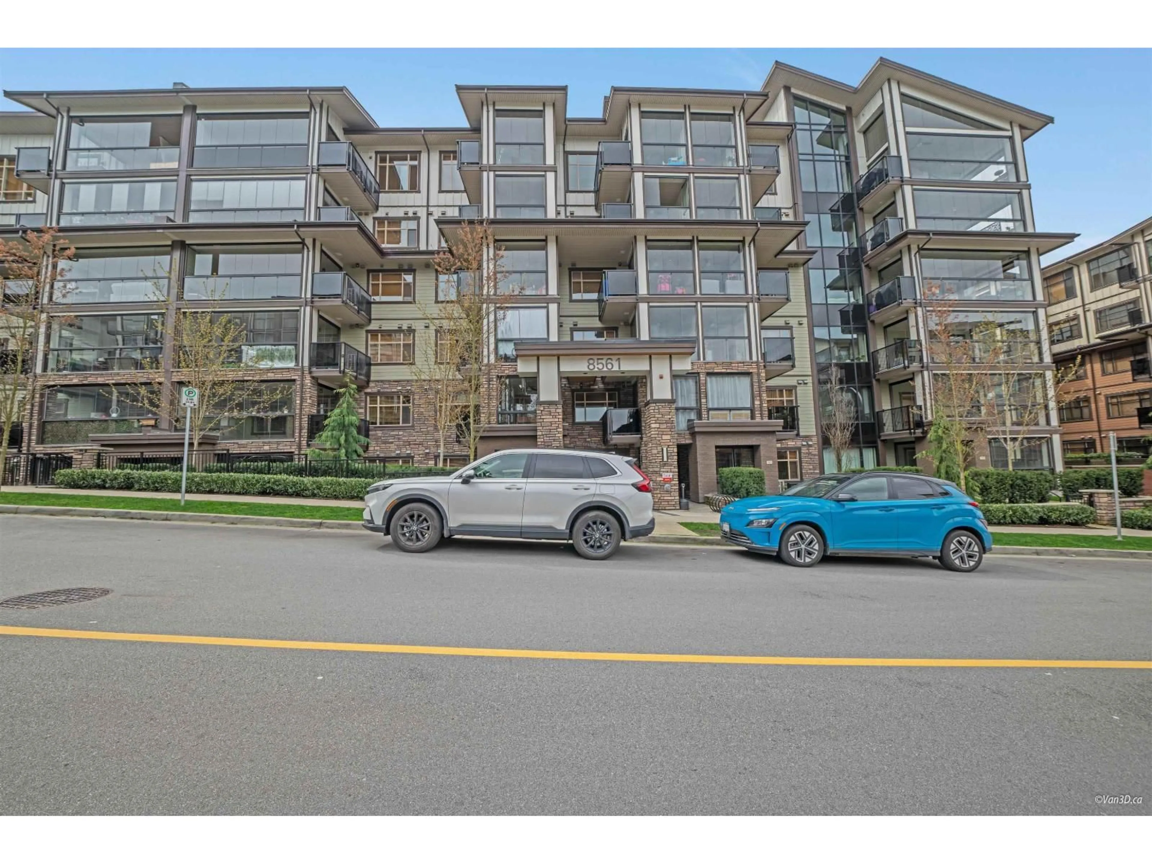 A pic from outside/outdoor area/front of a property/back of a property/a pic from drone, street for 305 - 8561 203A STREET, Langdale British Columbia V2Y3L7