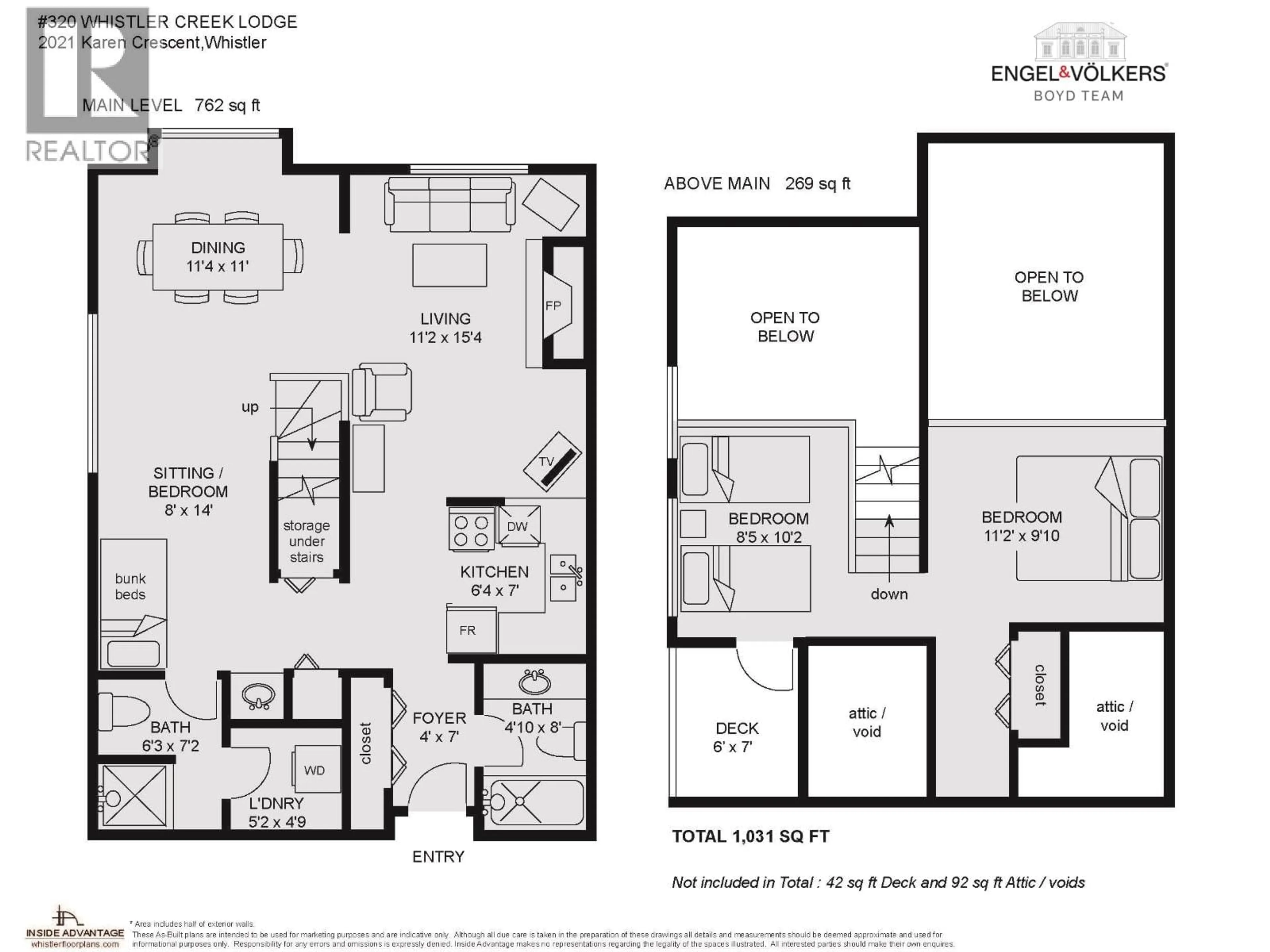 Floor plan for 320 - 2021 KAREN CRESCENT, Whistler British Columbia V8E0H1