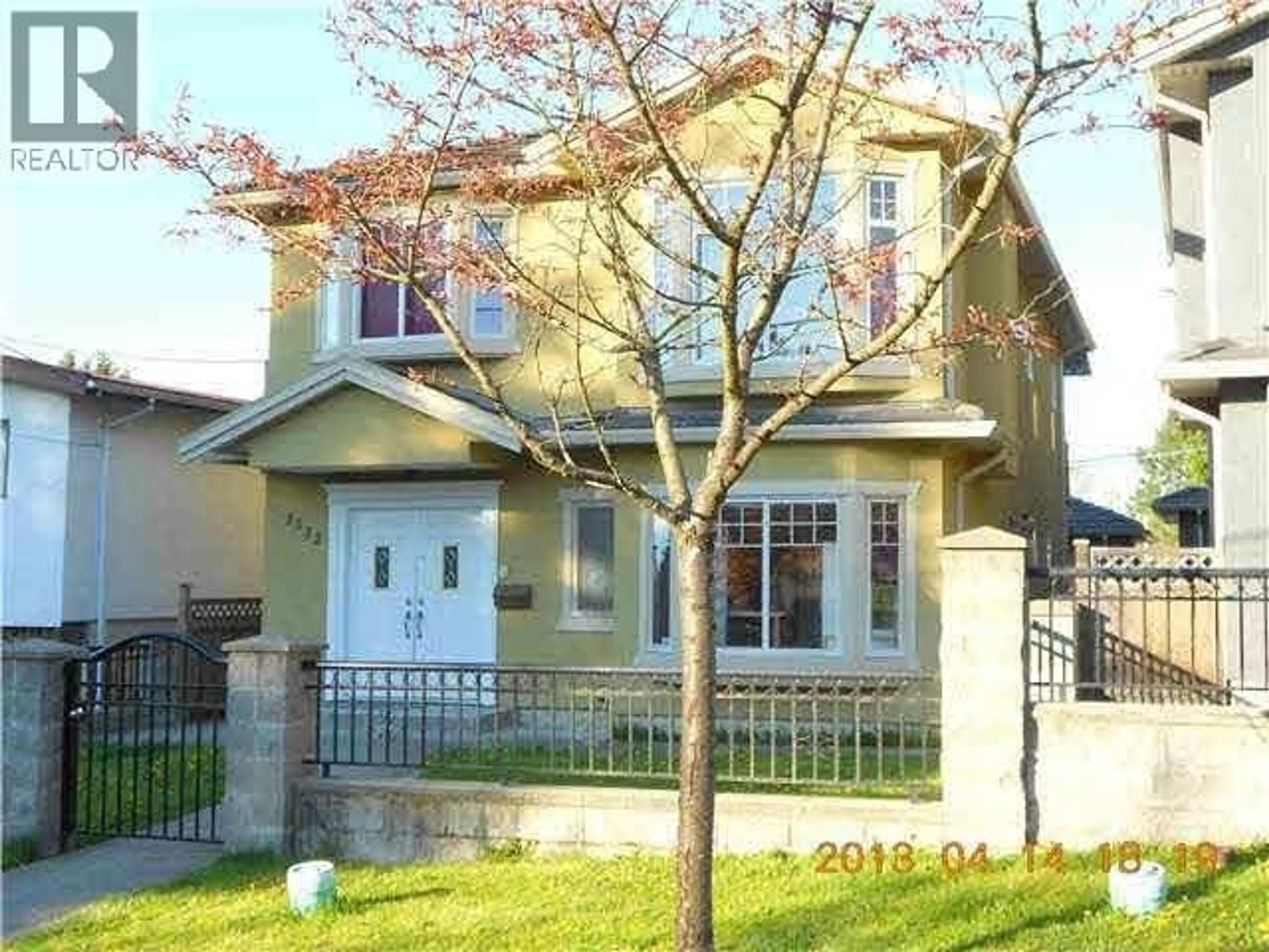 Home with vinyl exterior material, street for 7332 1ST STREET, Burnaby British Columbia V3N3S8