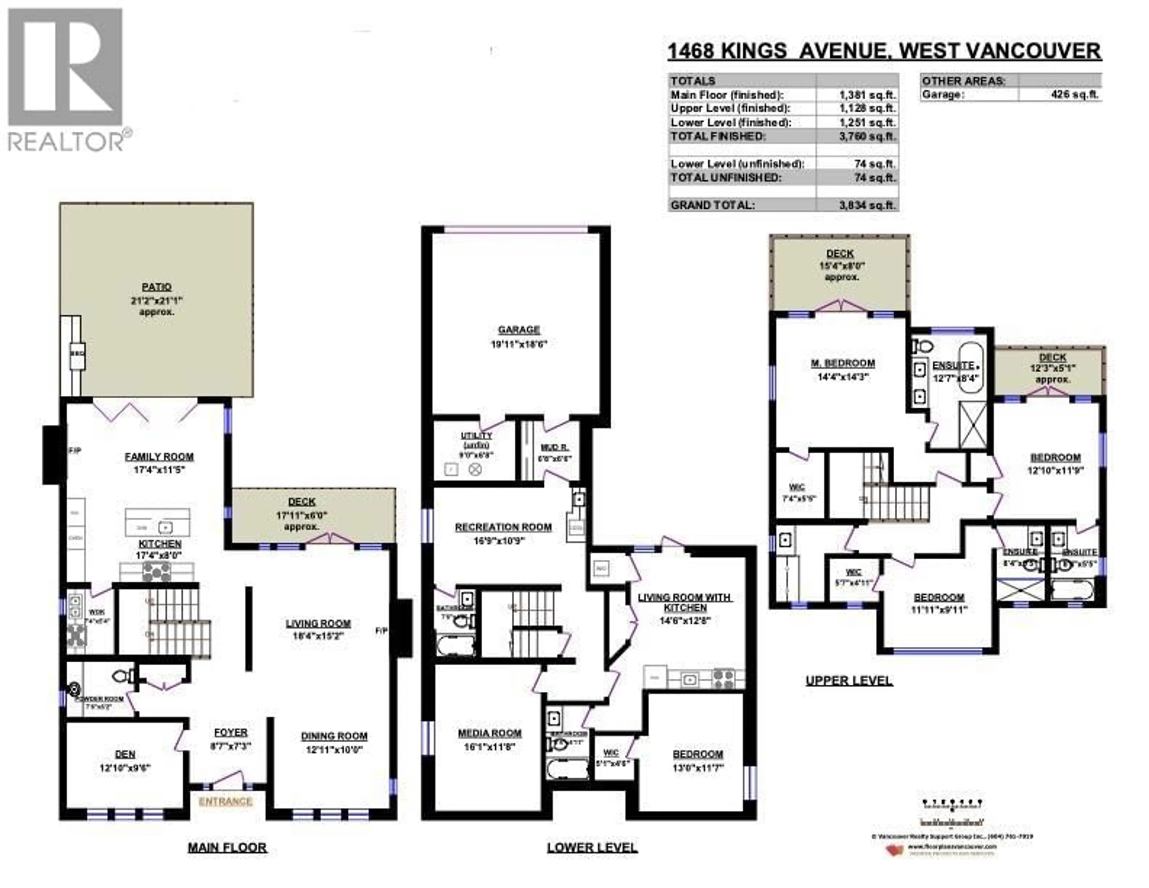 Floor plan for 1468 KINGS AVENUE, West Vancouver British Columbia V7T2C9