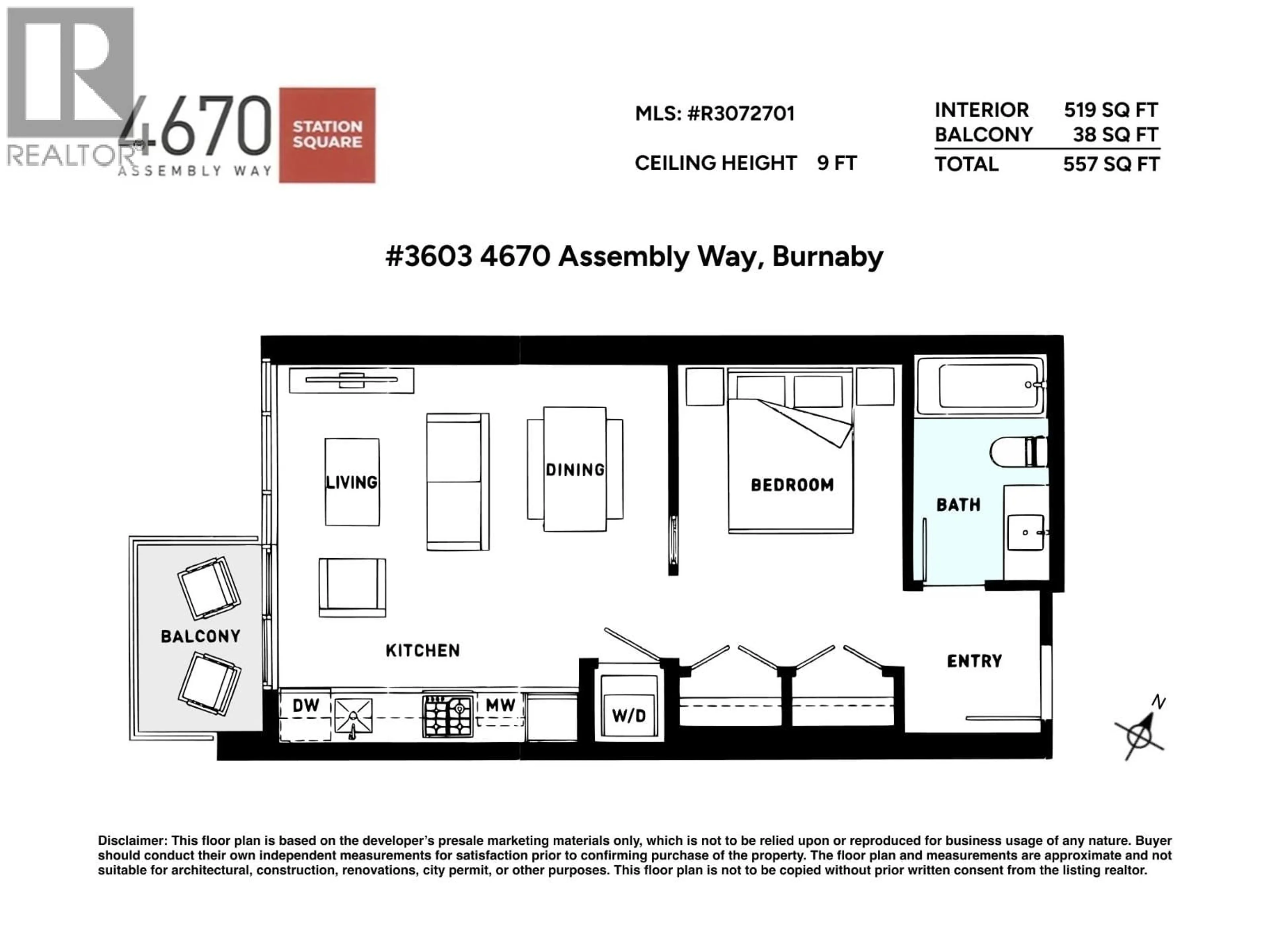 Floor plan for 3603 - 4670 ASSEMBLY WAY, Burnaby British Columbia V5H0H3