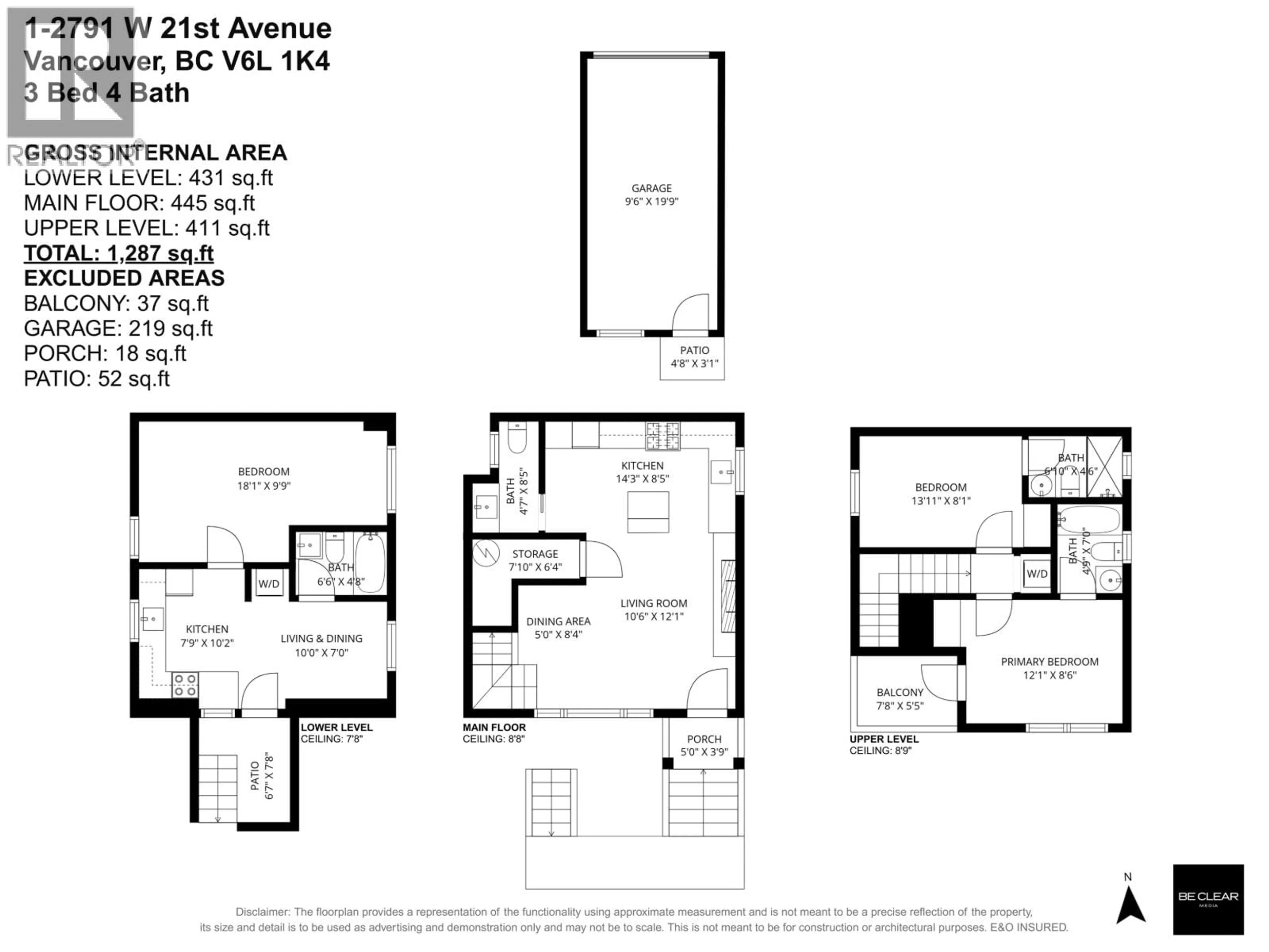 Floor plan for 1 - 2791 21ST AVENUE, Vancouver British Columbia V6L1K4