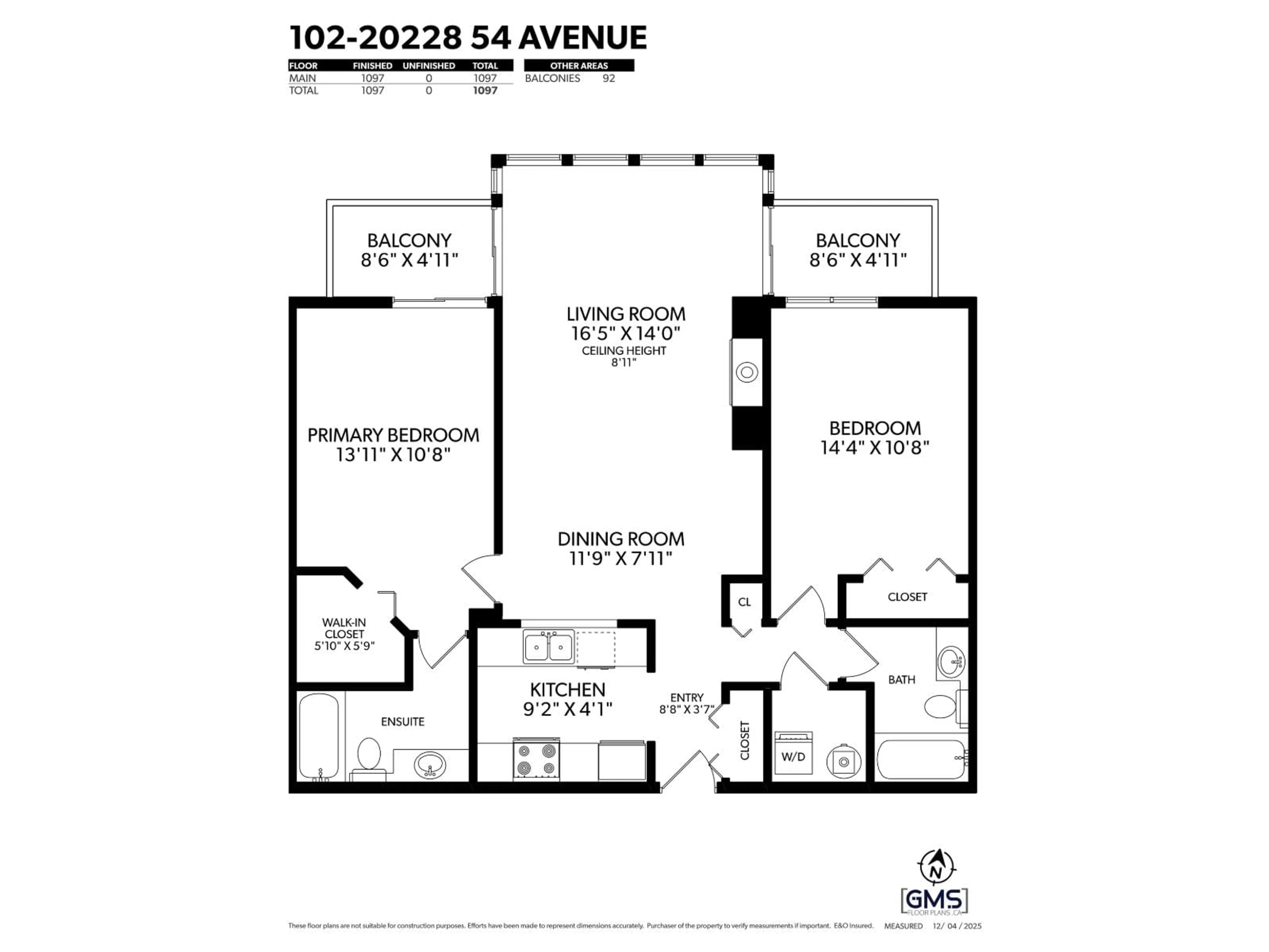 Floor plan for 102 - 20228 54TH AVENUE, Langley British Columbia V3A3W3