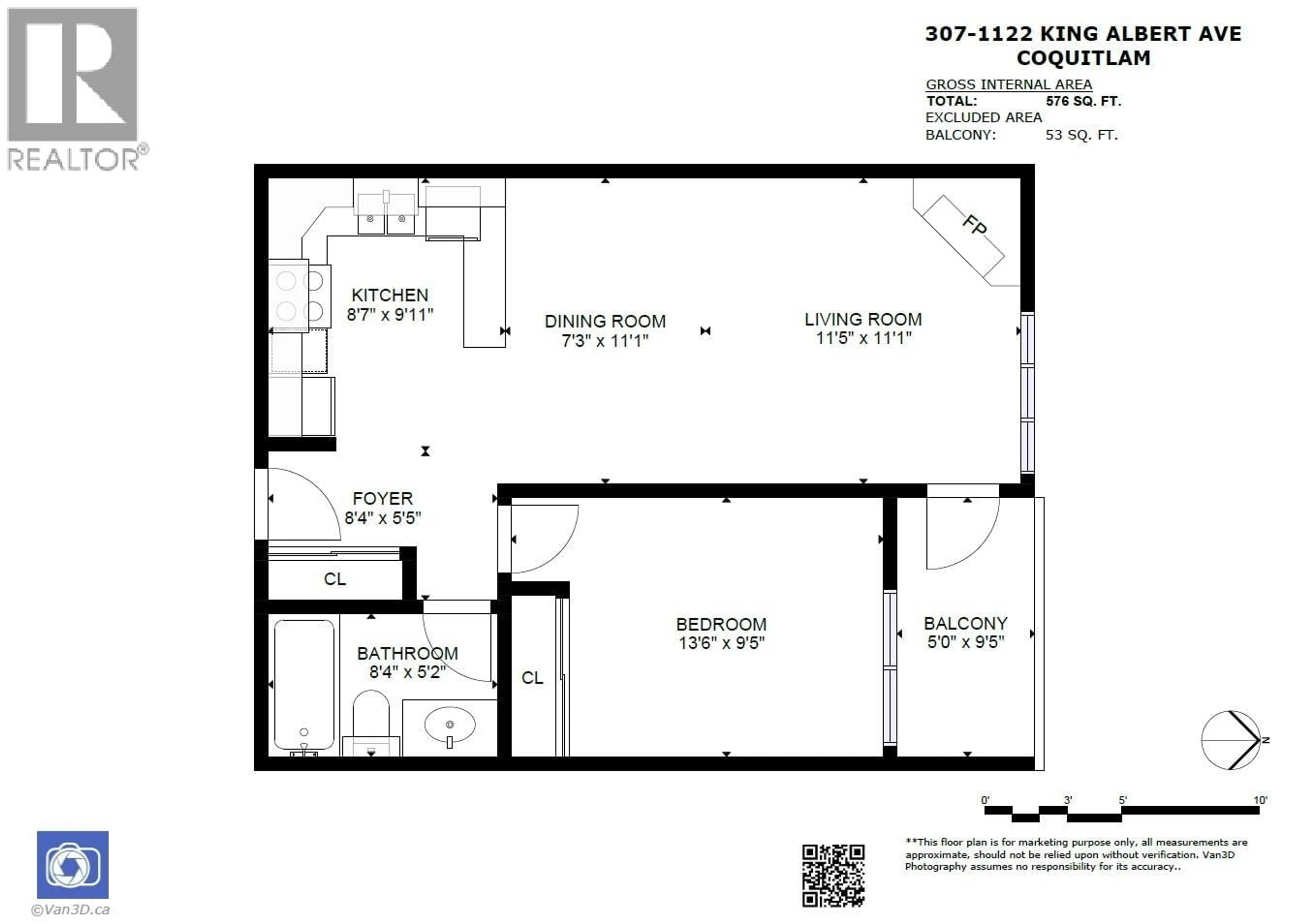 Floor plan for 307 - 1122 KING ALBERT AVENUE, Coquitlam British Columbia V3J1X7