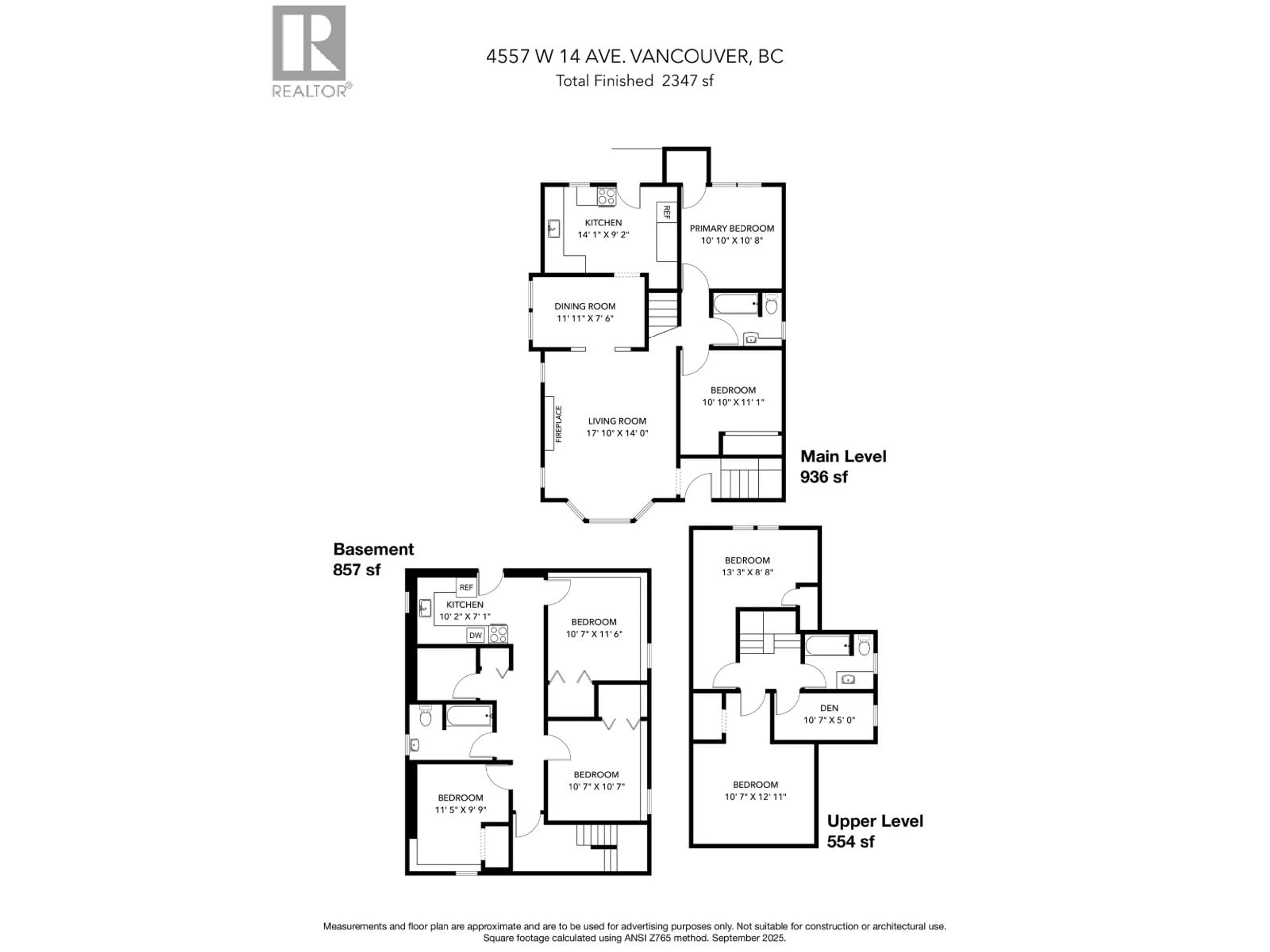 Floor plan for 4557 14TH AVENUE, Vancouver British Columbia V6R2Y5