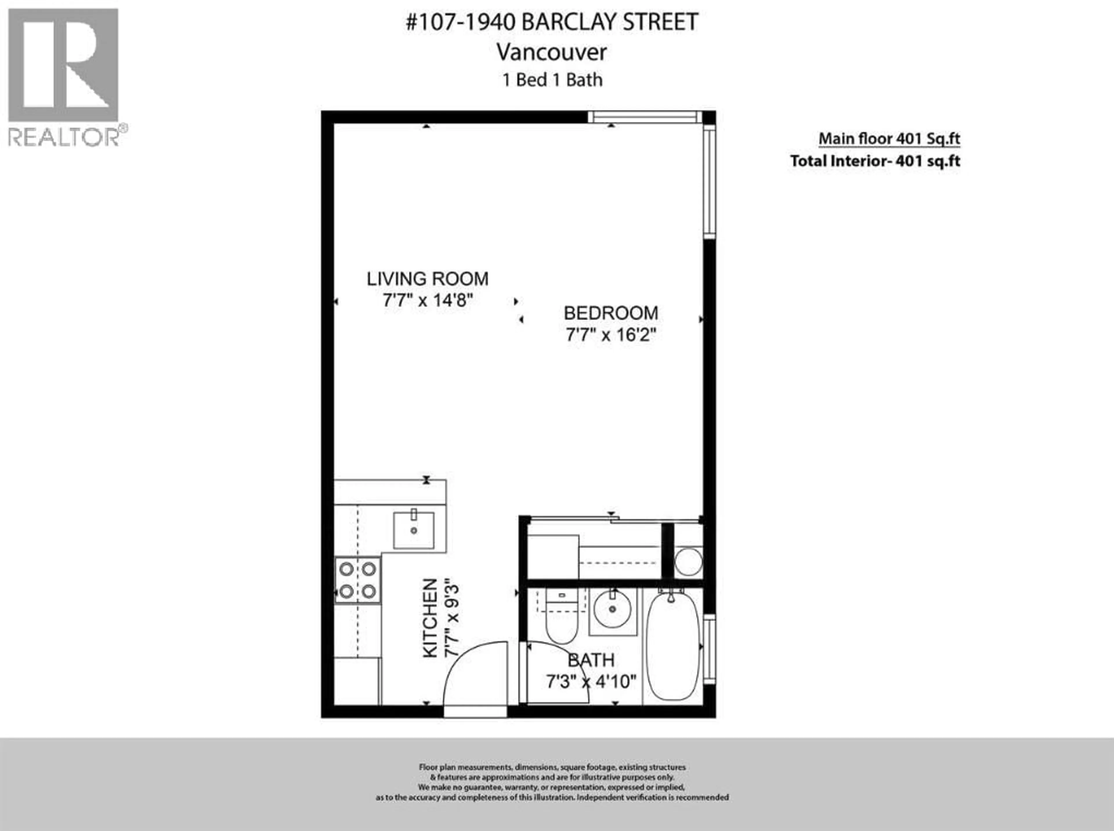 Floor plan for 107 - 1940 BARCLAY STREET, Vancouver British Columbia V6G1L3