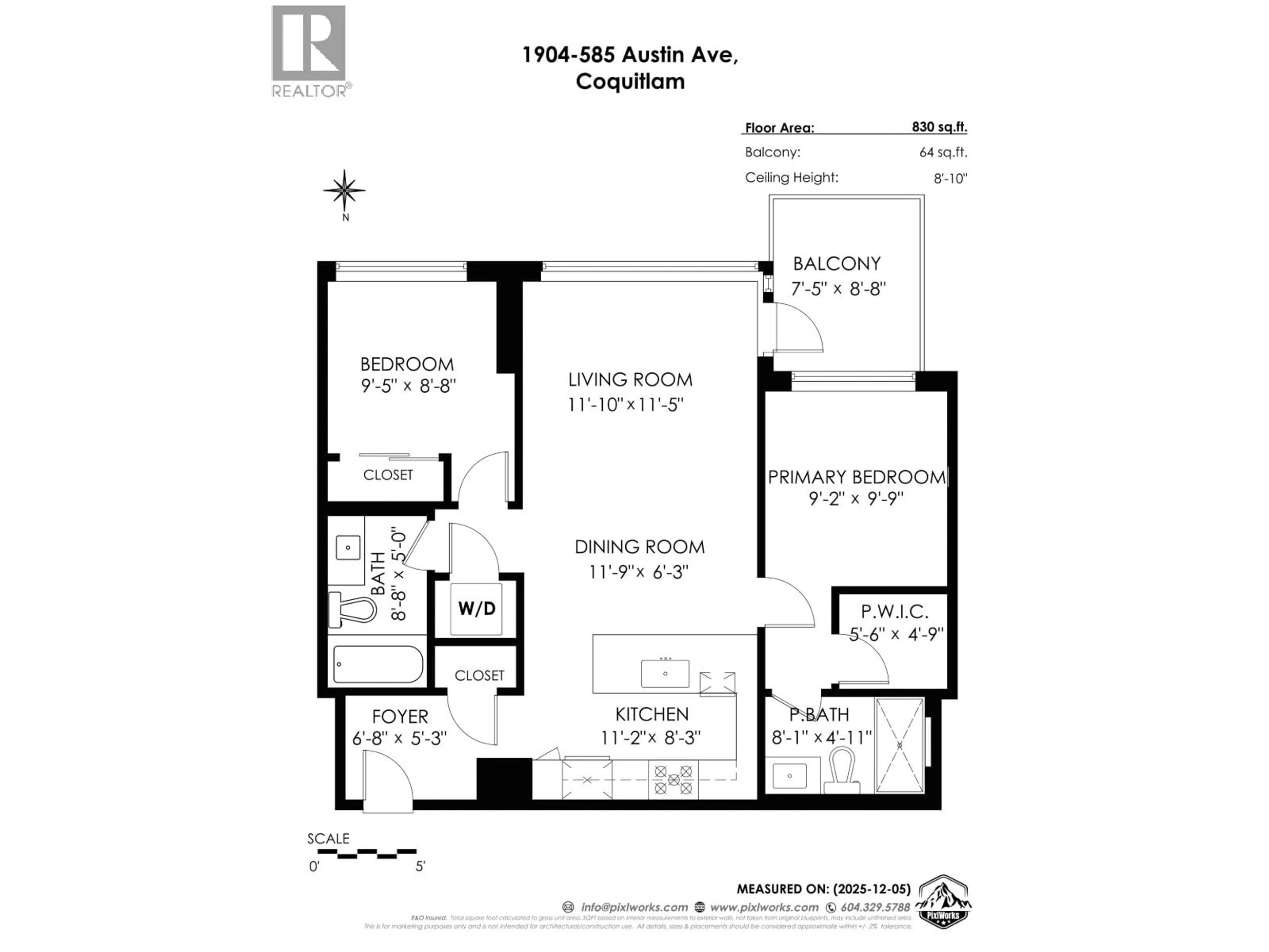 Floor plan for 1904 - 585 AUSTIN AVENUE, Coquitlam British Columbia V3K0G6