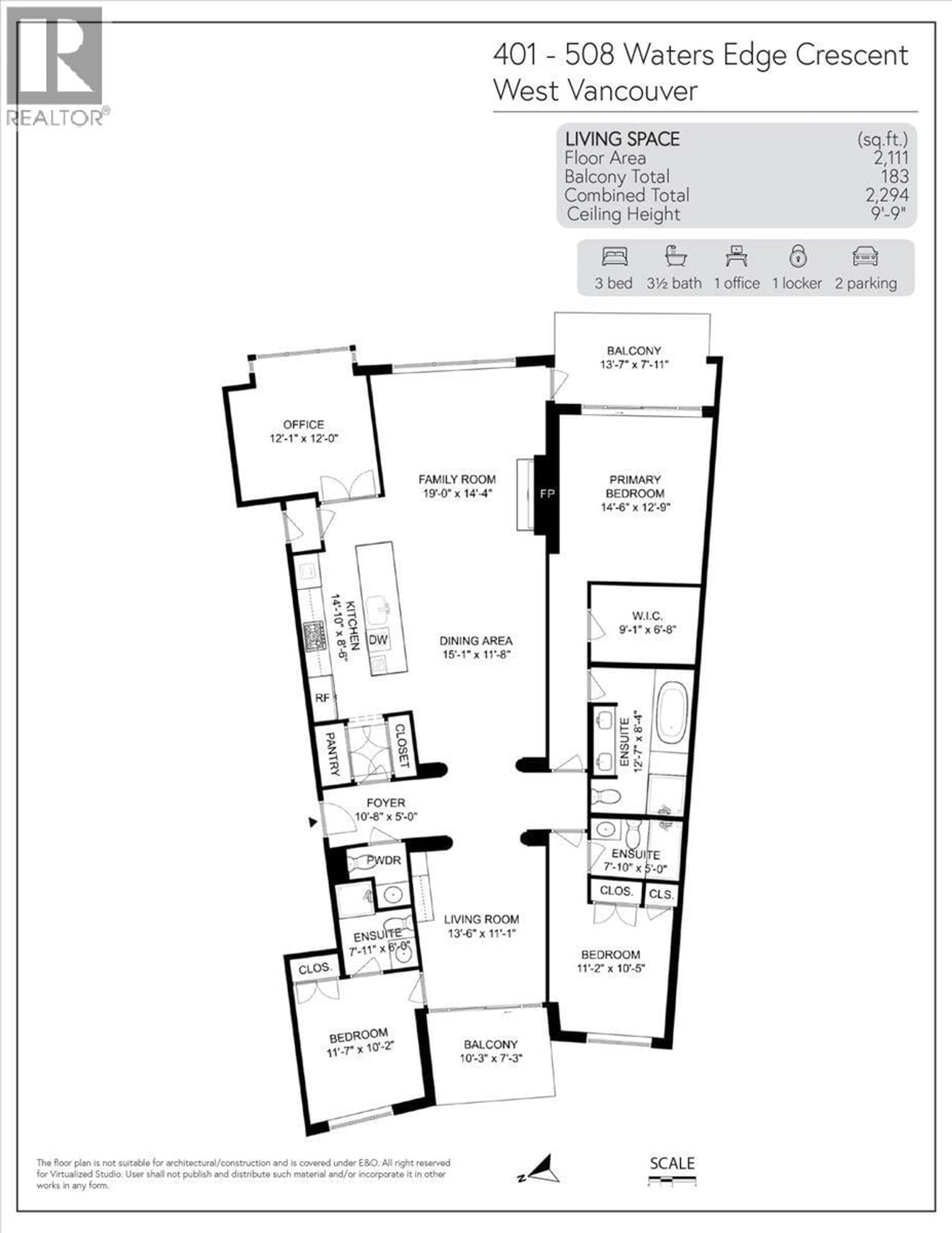 Floor plan for 401 - 508 WATERS EDGE CRESCENT, West Vancouver British Columbia V7T0A2