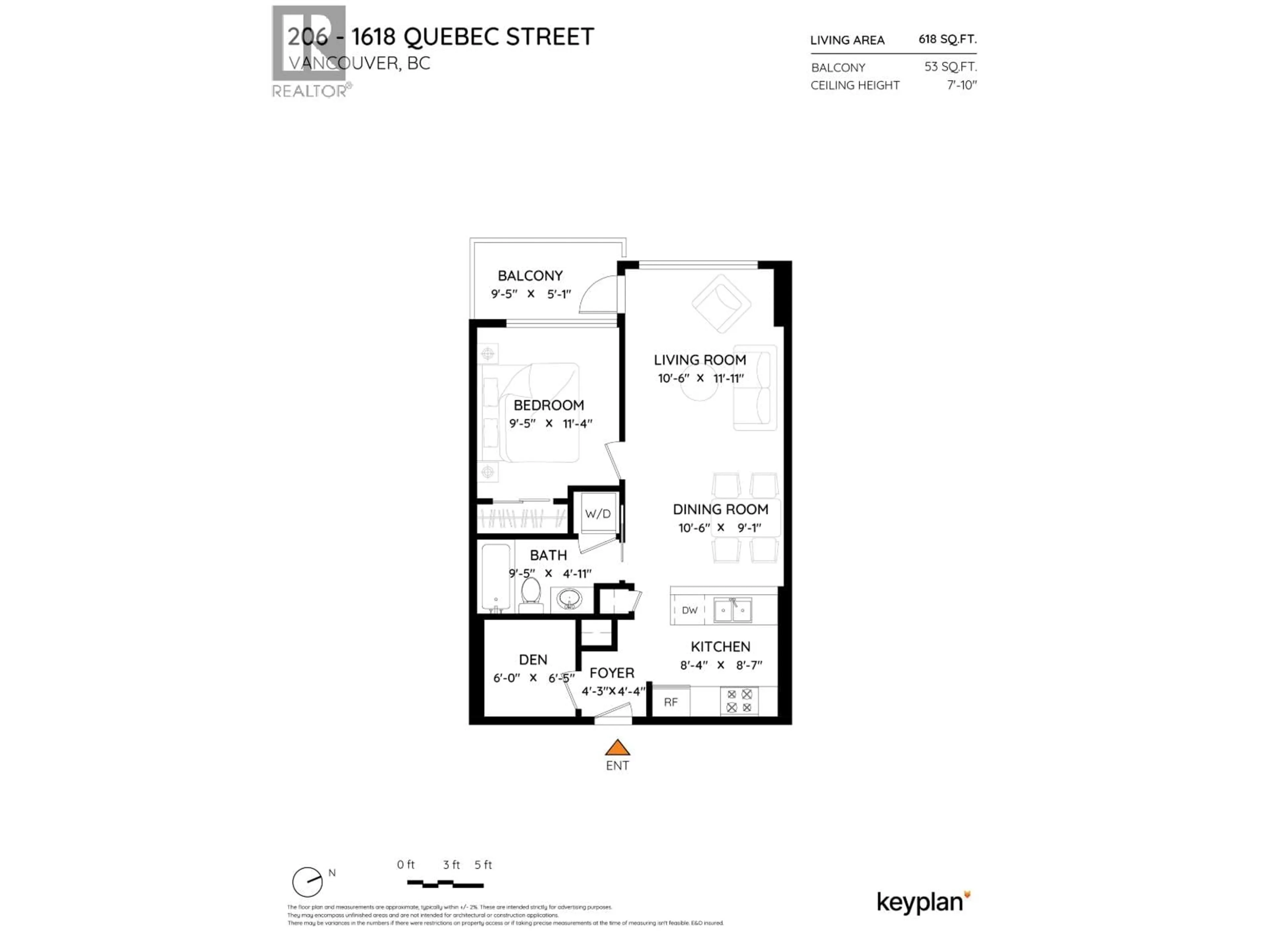 Floor plan for 206 - 1618 QUEBEC STREET, Vancouver British Columbia V6A0C5