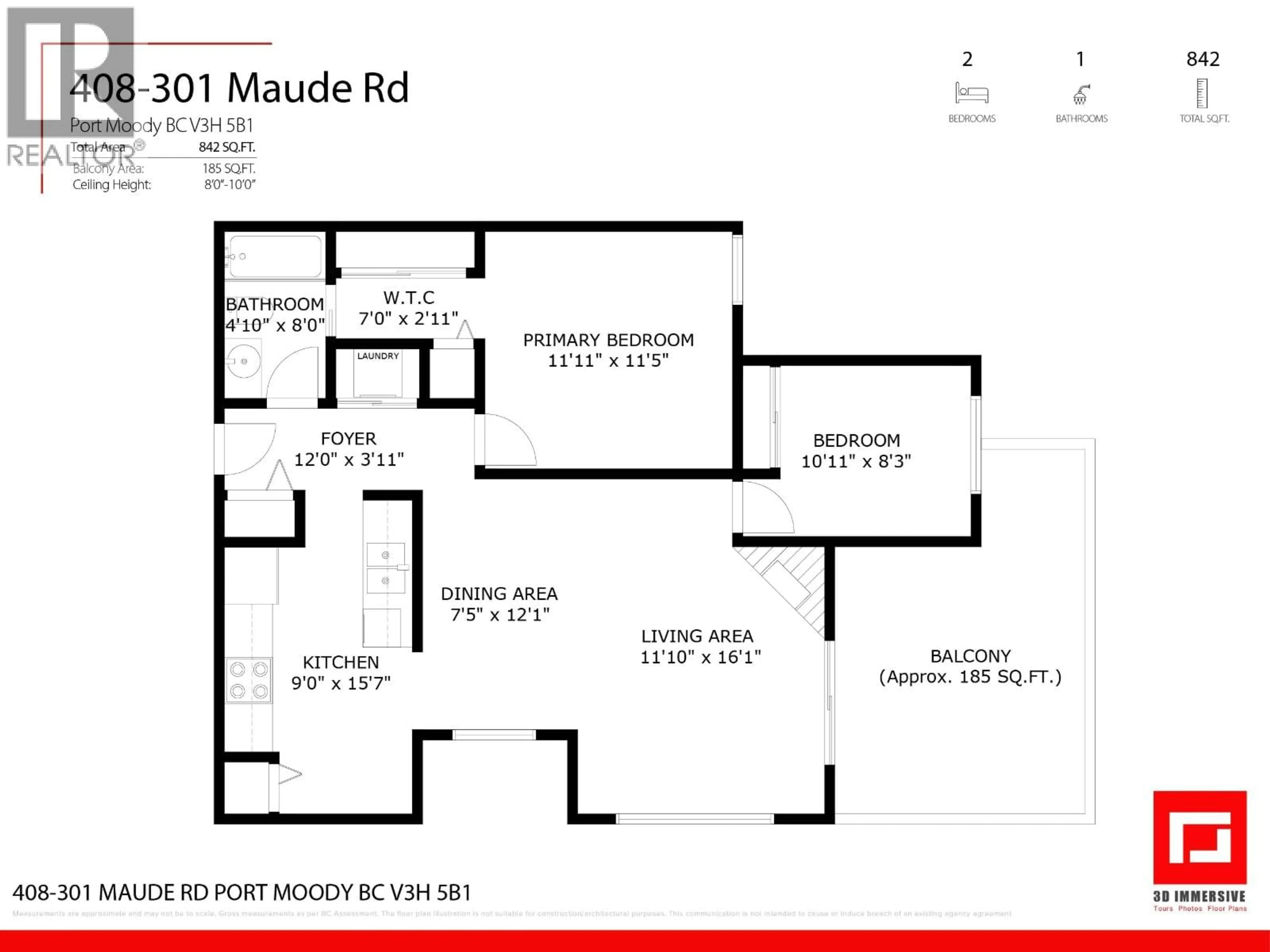 Floor plan for 408 - 301 MAUDE ROAD, Port Moody British Columbia V3H5B1