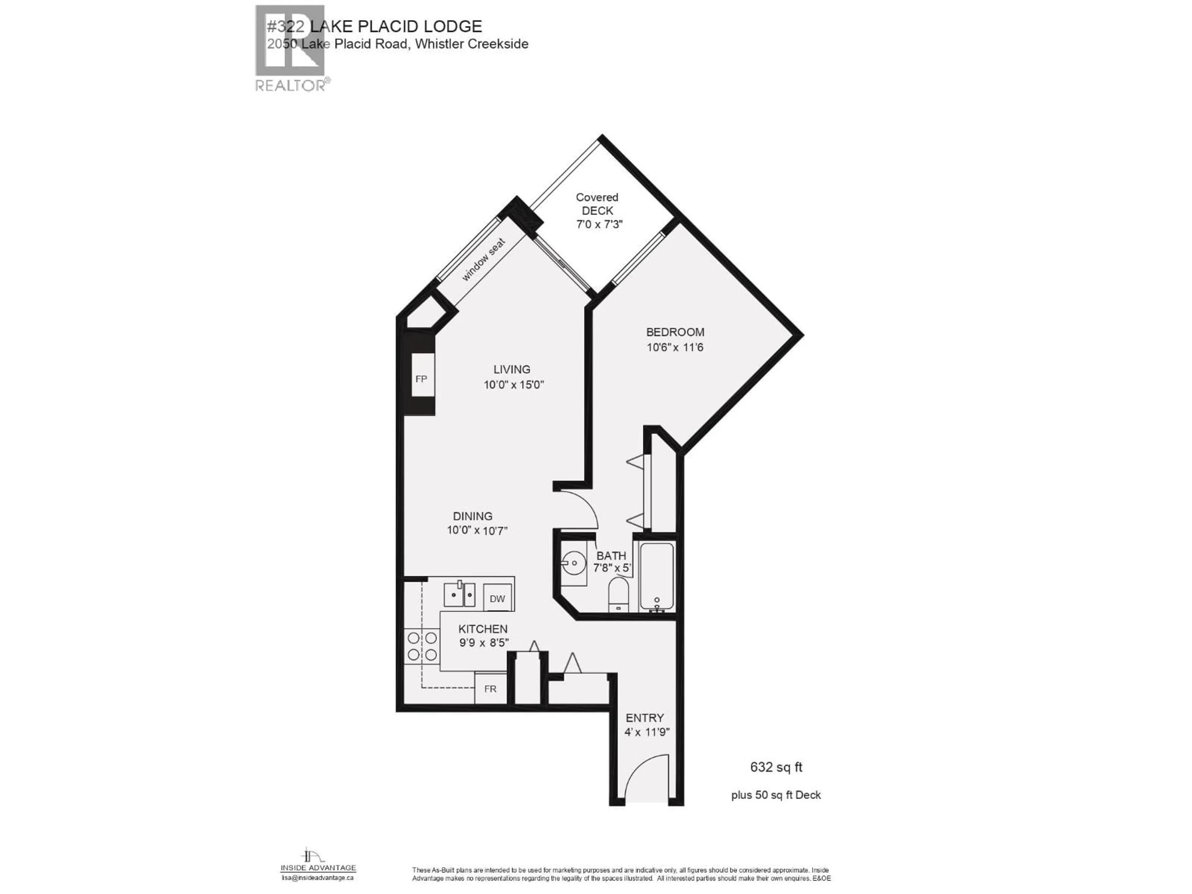 Floor plan for 322 - 2050 LAKE PLACID ROAD, Whistler British Columbia V8E0A8