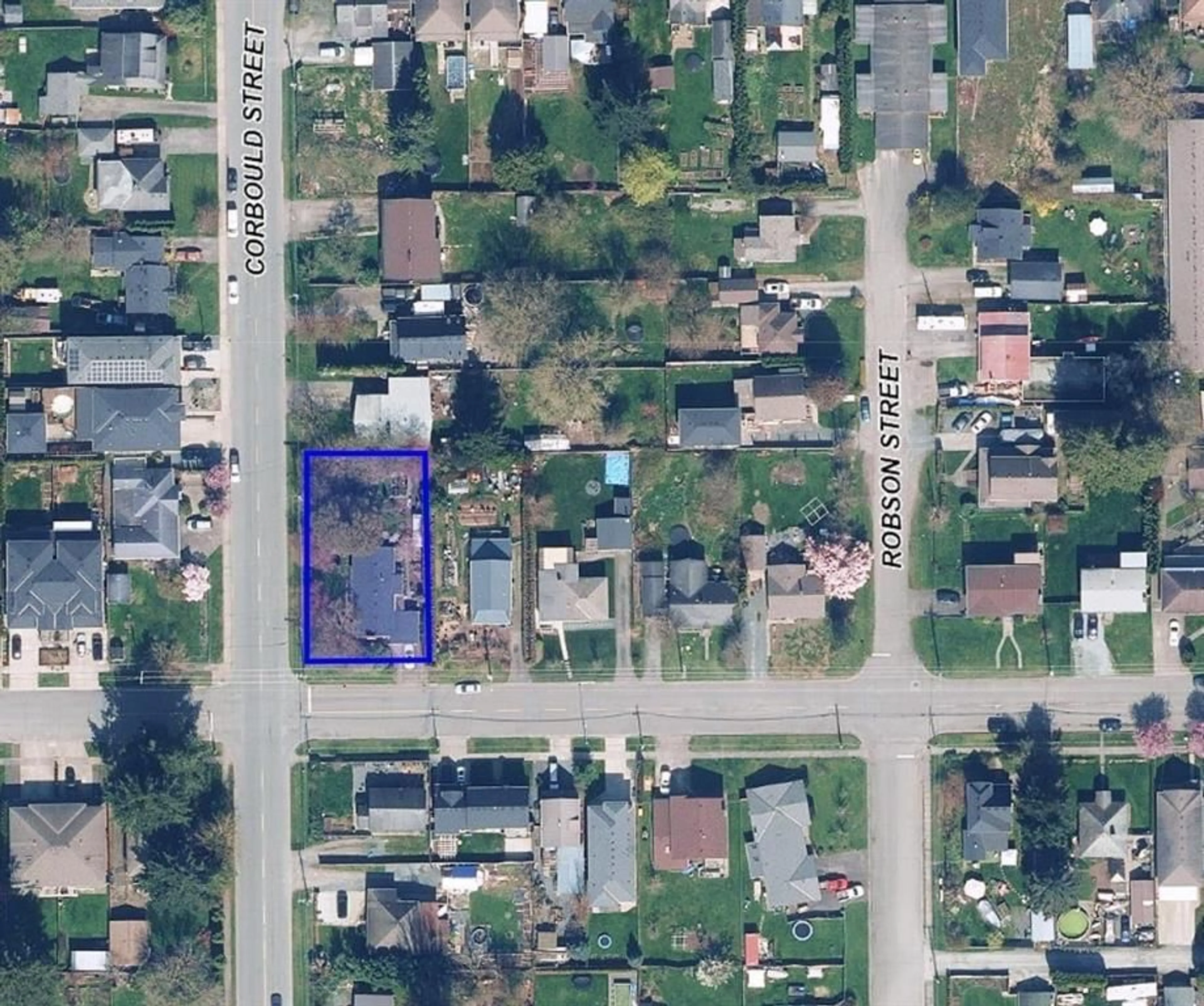 A pic from outside/outdoor area/front of a property/back of a property/a pic from drone, street for 9600 CORBOULD STREET, Chilliwack British Columbia V2P4B3