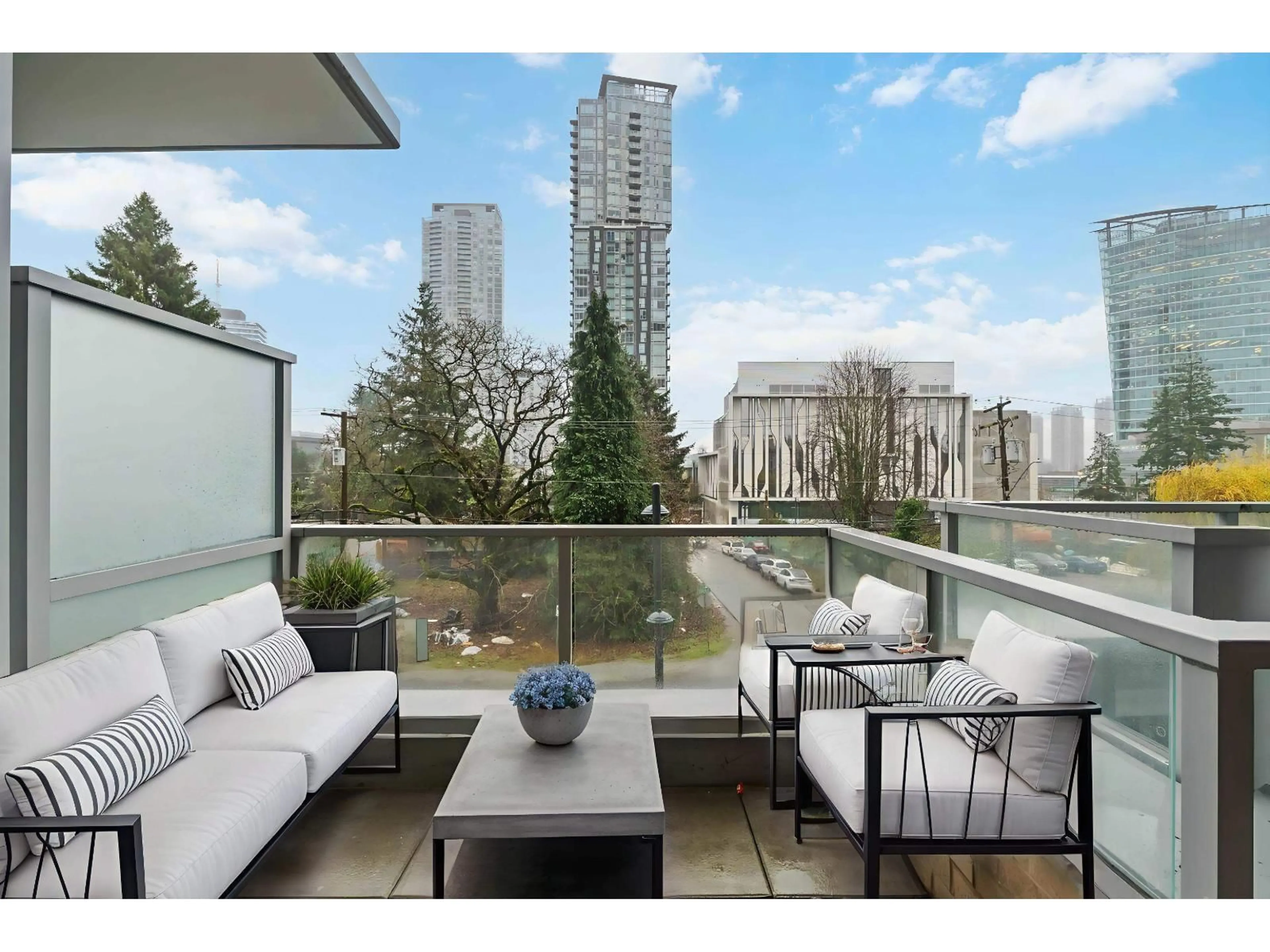 Patio, city buildings view from balcony for 206 - 13350 CENTRAL AVENUE, Surrey British Columbia V3T0S1