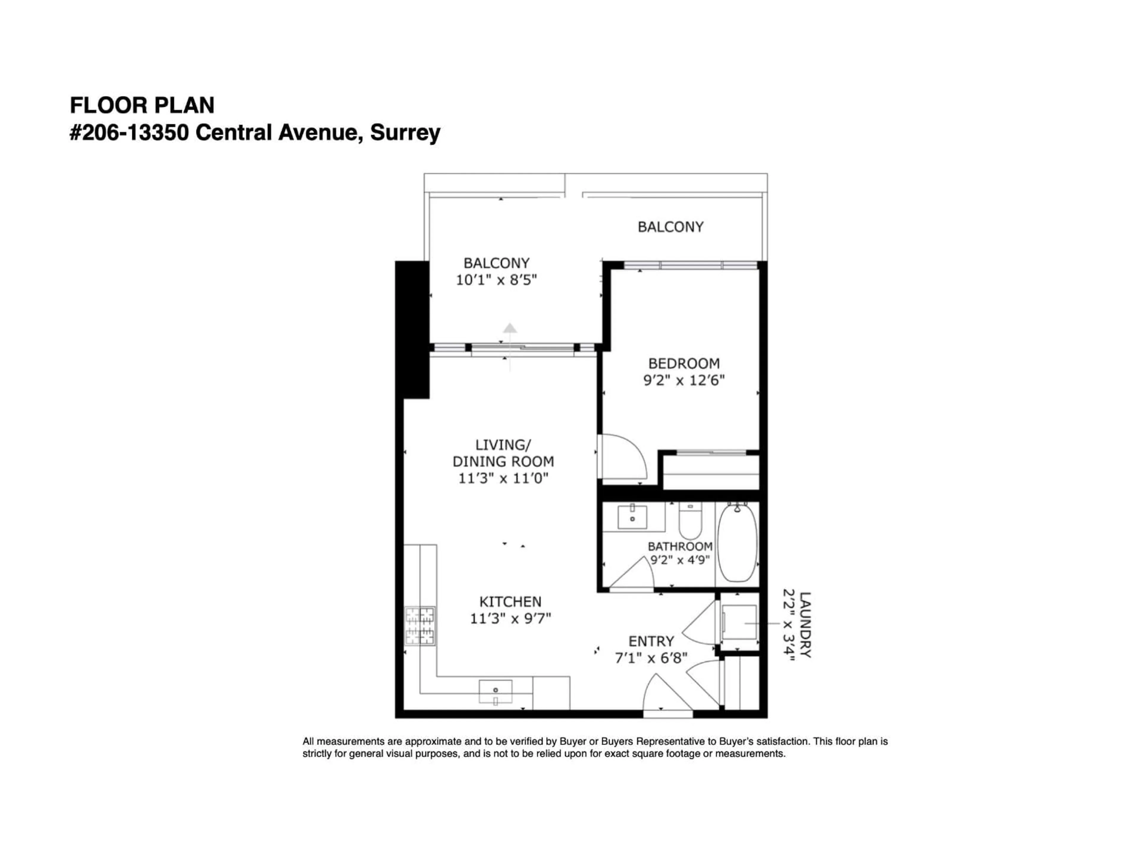Floor plan for 206 - 13350 CENTRAL AVENUE, Surrey British Columbia V3T0S1