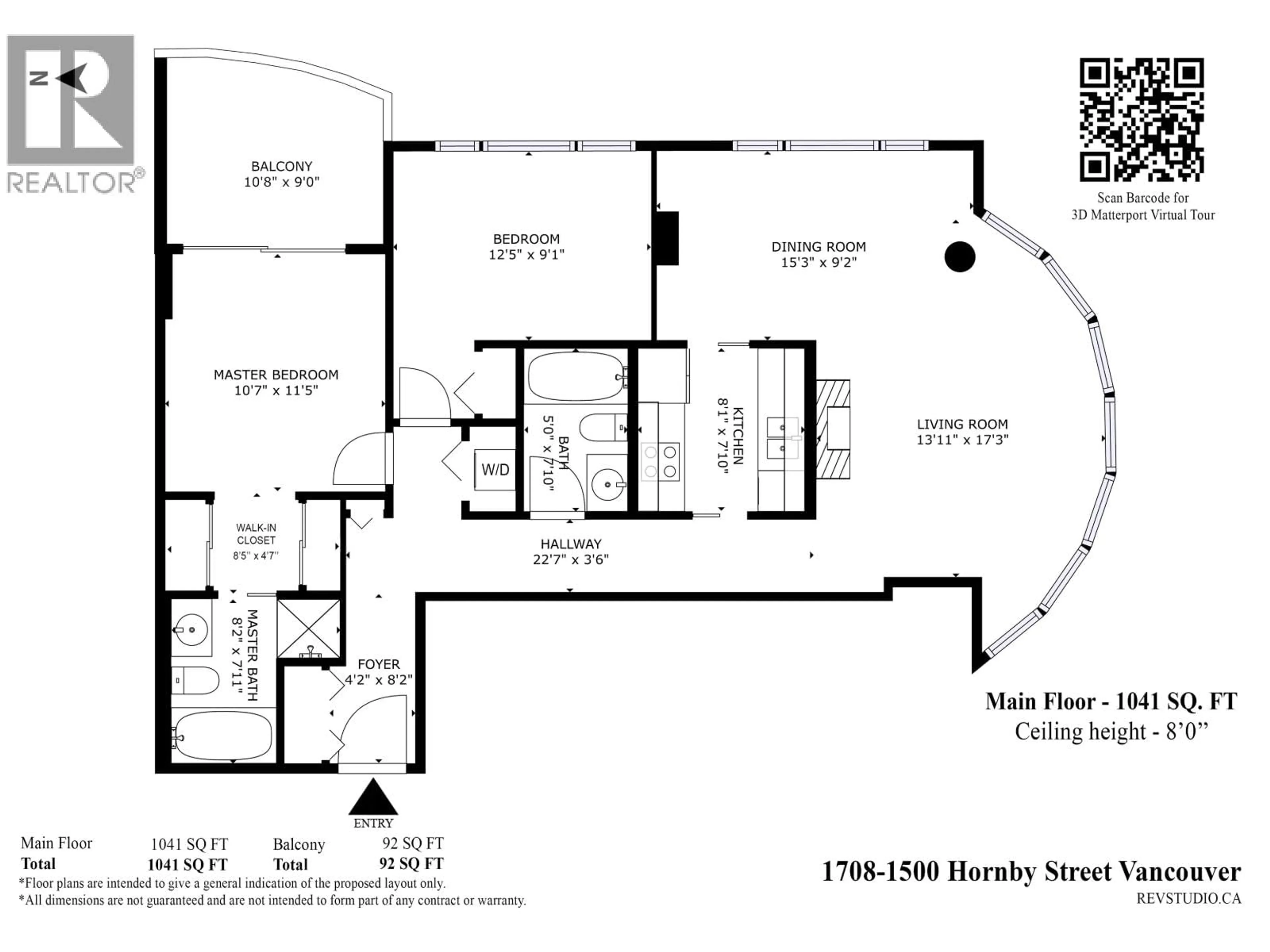 Floor plan for 1708 - 1500 HORNBY STREET, Vancouver British Columbia V6Z2R1