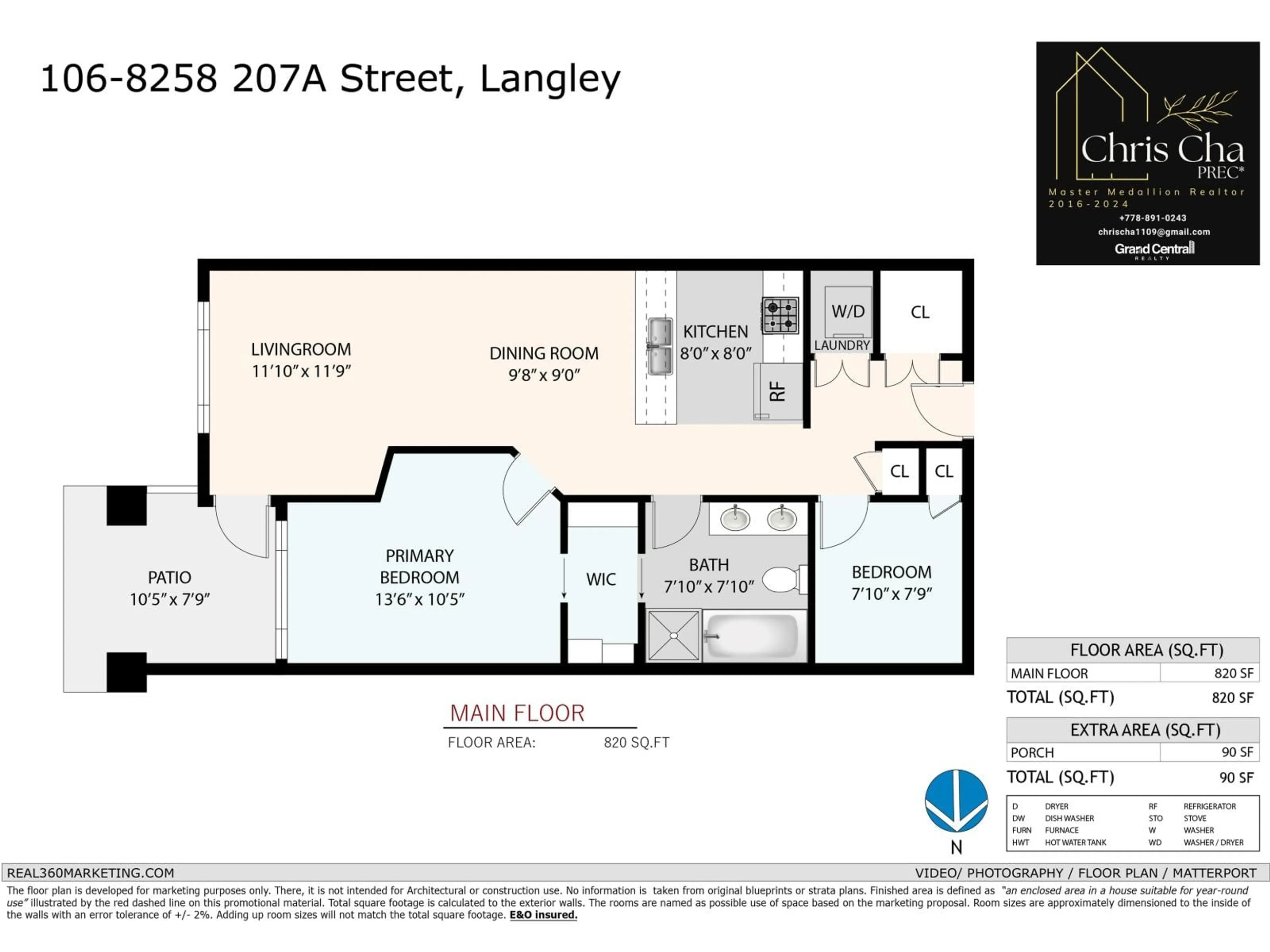 Floor plan for 106 - 8258 207A STREET, Langley British Columbia V2Y0N3