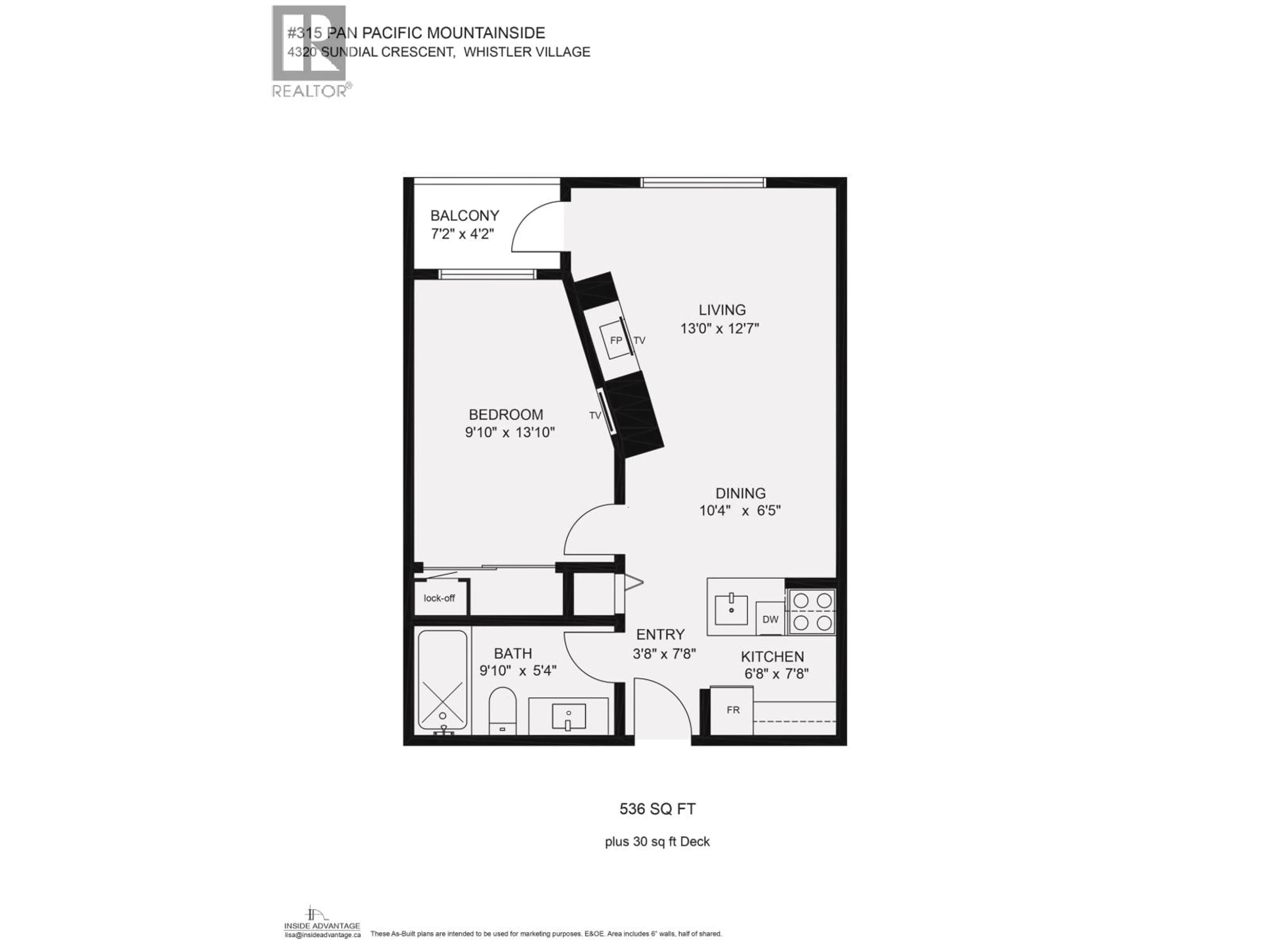 Floor plan for 315 - 4320 SUNDIAL CRESCENT, Whistler British Columbia V8E1G6