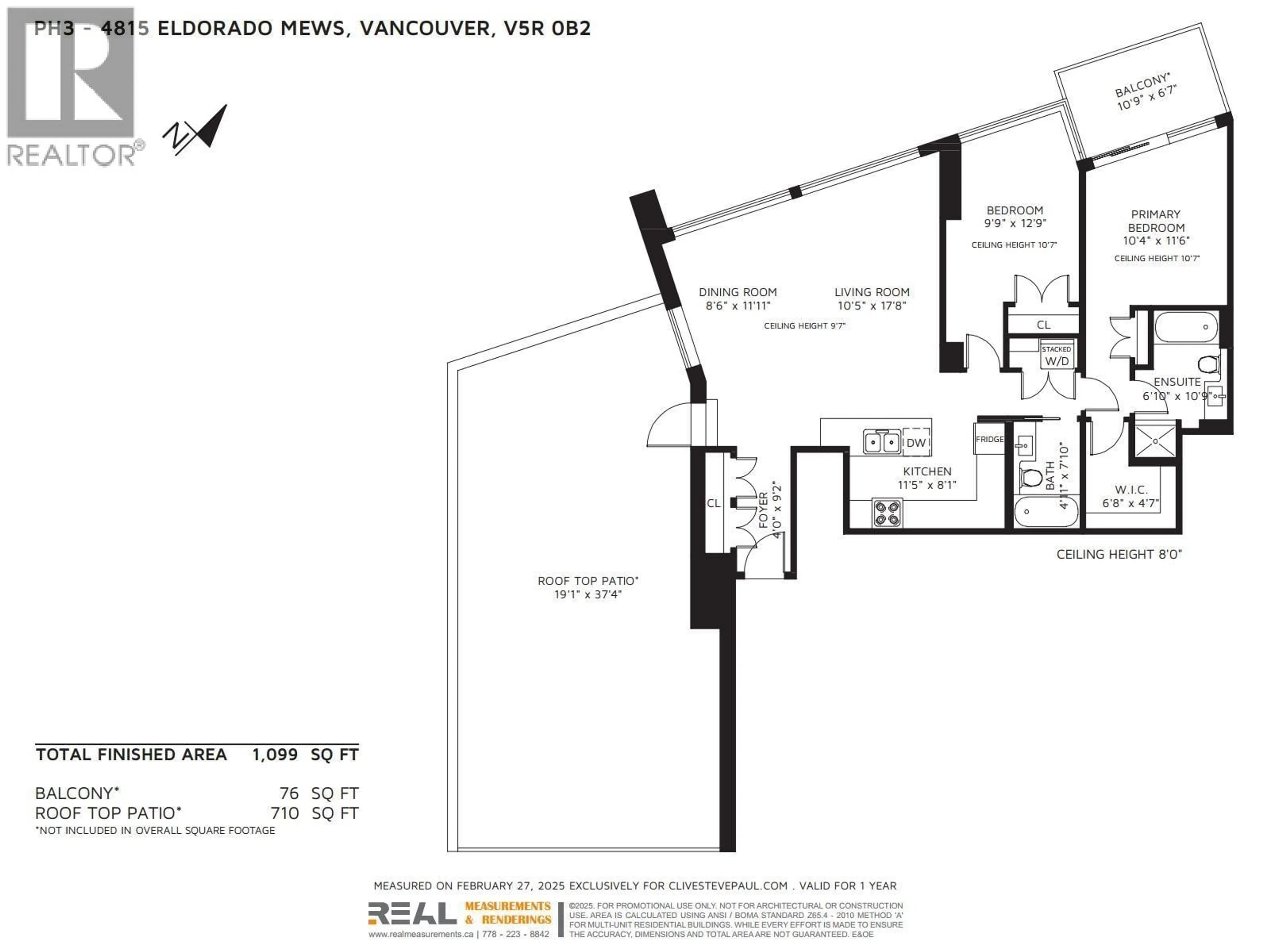 Floor plan for PH3 - 4815 ELDORADO MEWS, Vancouver British Columbia V5R0B2