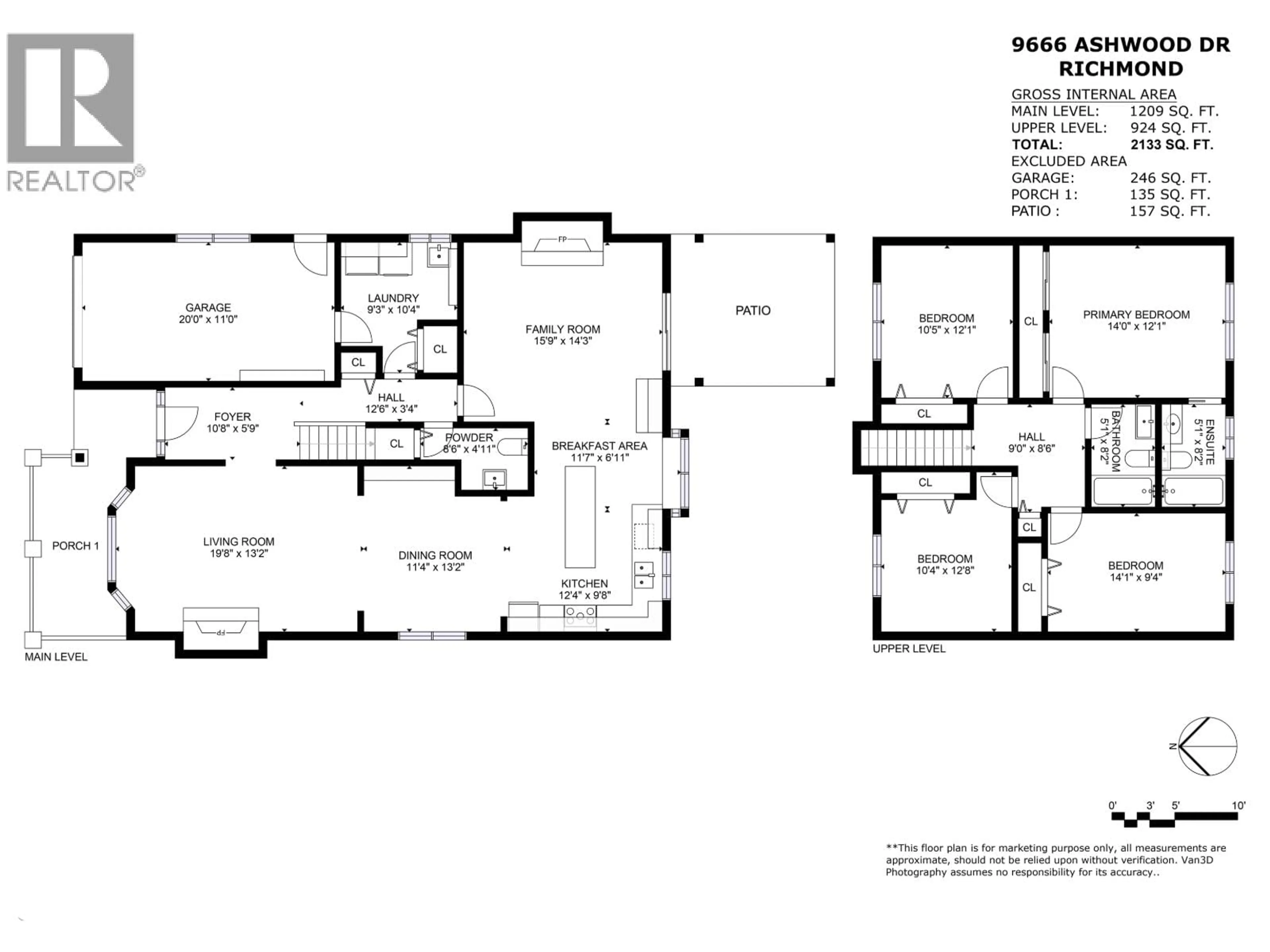 Floor plan for 9666 ASHWOOD DRIVE, Richmond British Columbia V6Y2Z5