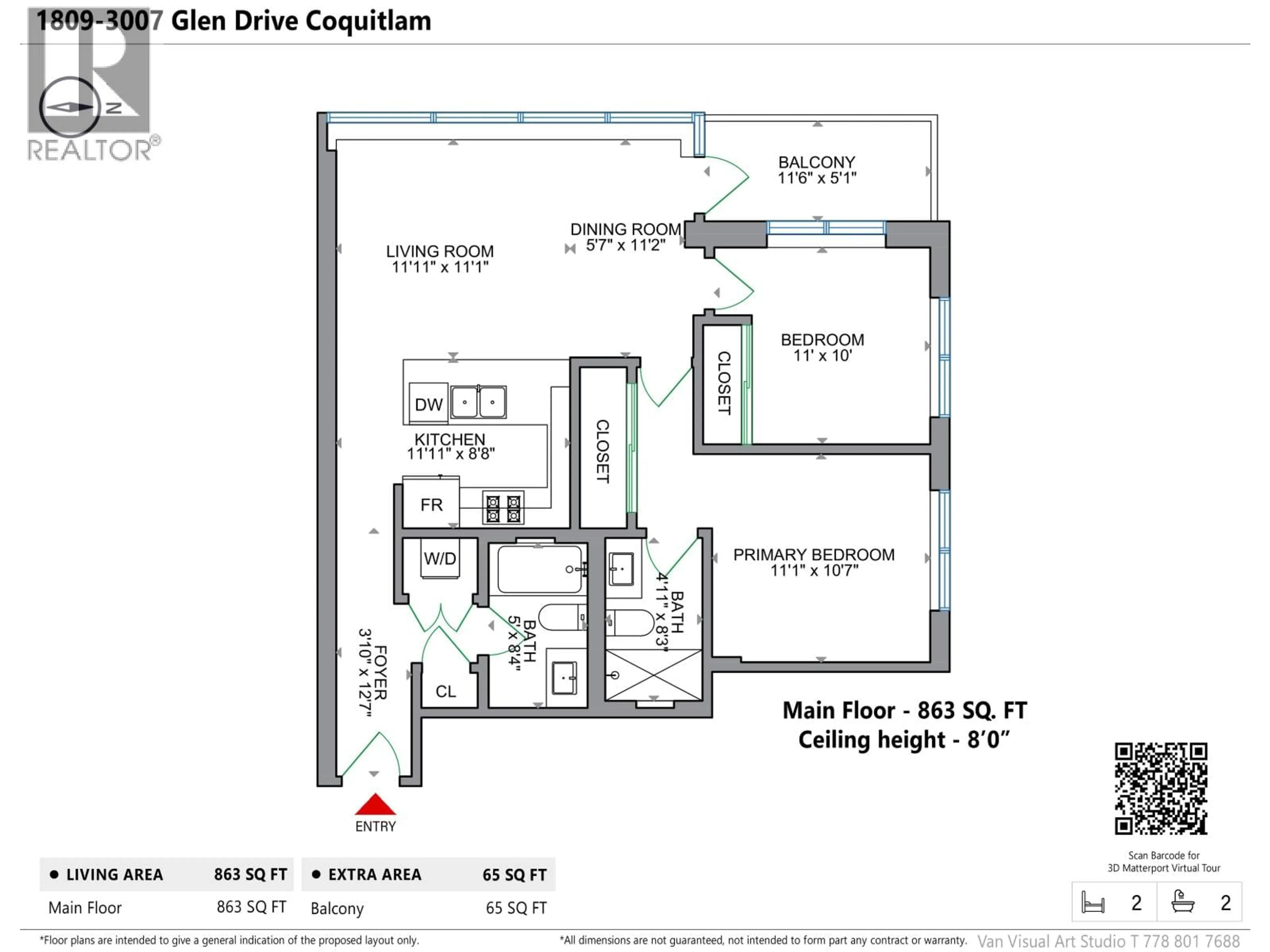 Floor plan for 1809 - 3007 GLEN DRIVE, Coquitlam British Columbia V3B0L8