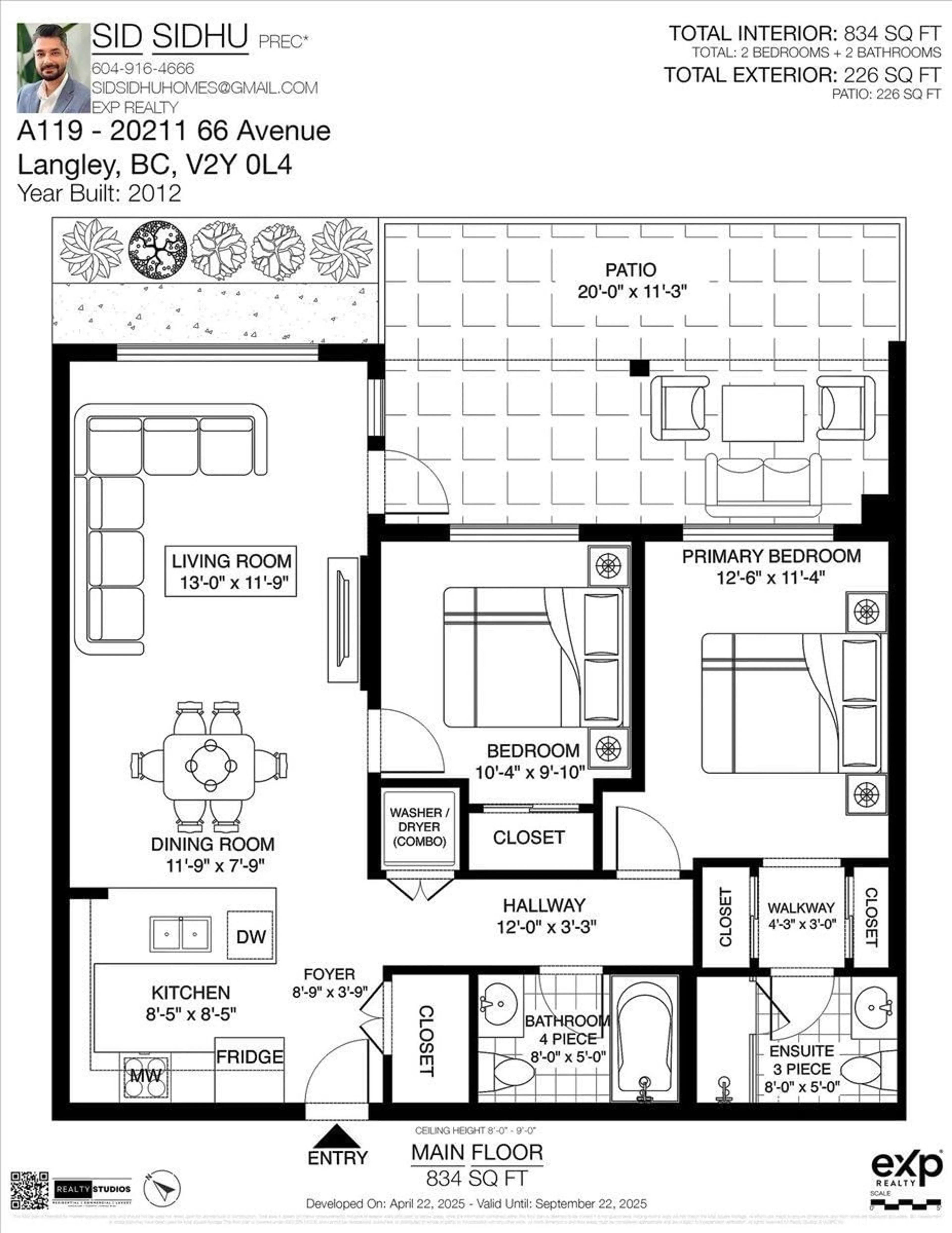 Floor plan for A119 - 20211 66 AVENUE, Langley British Columbia V2Y0L4