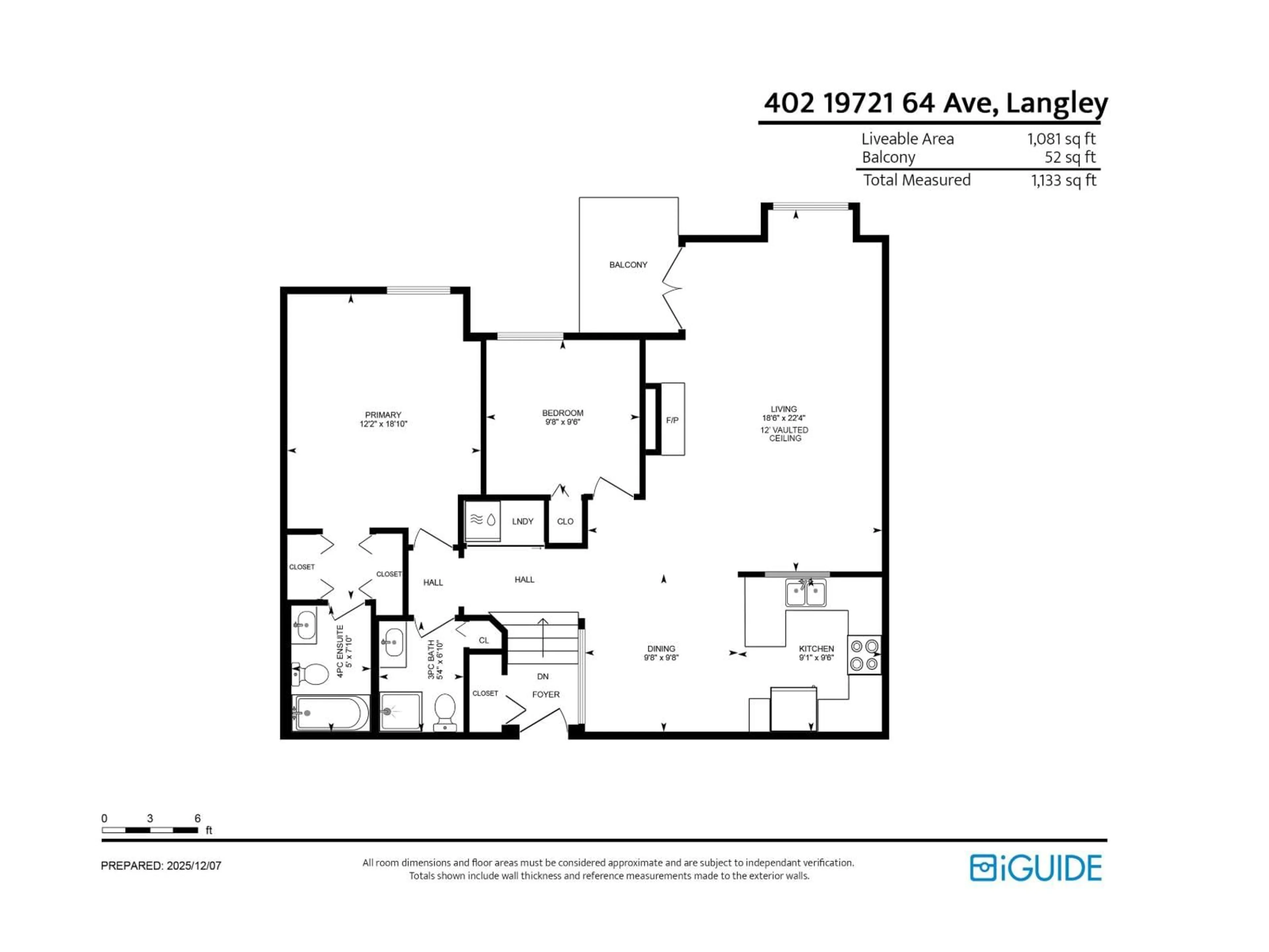Floor plan for 402 - 19721 64 AVENUE, Langley British Columbia V2Y1L1