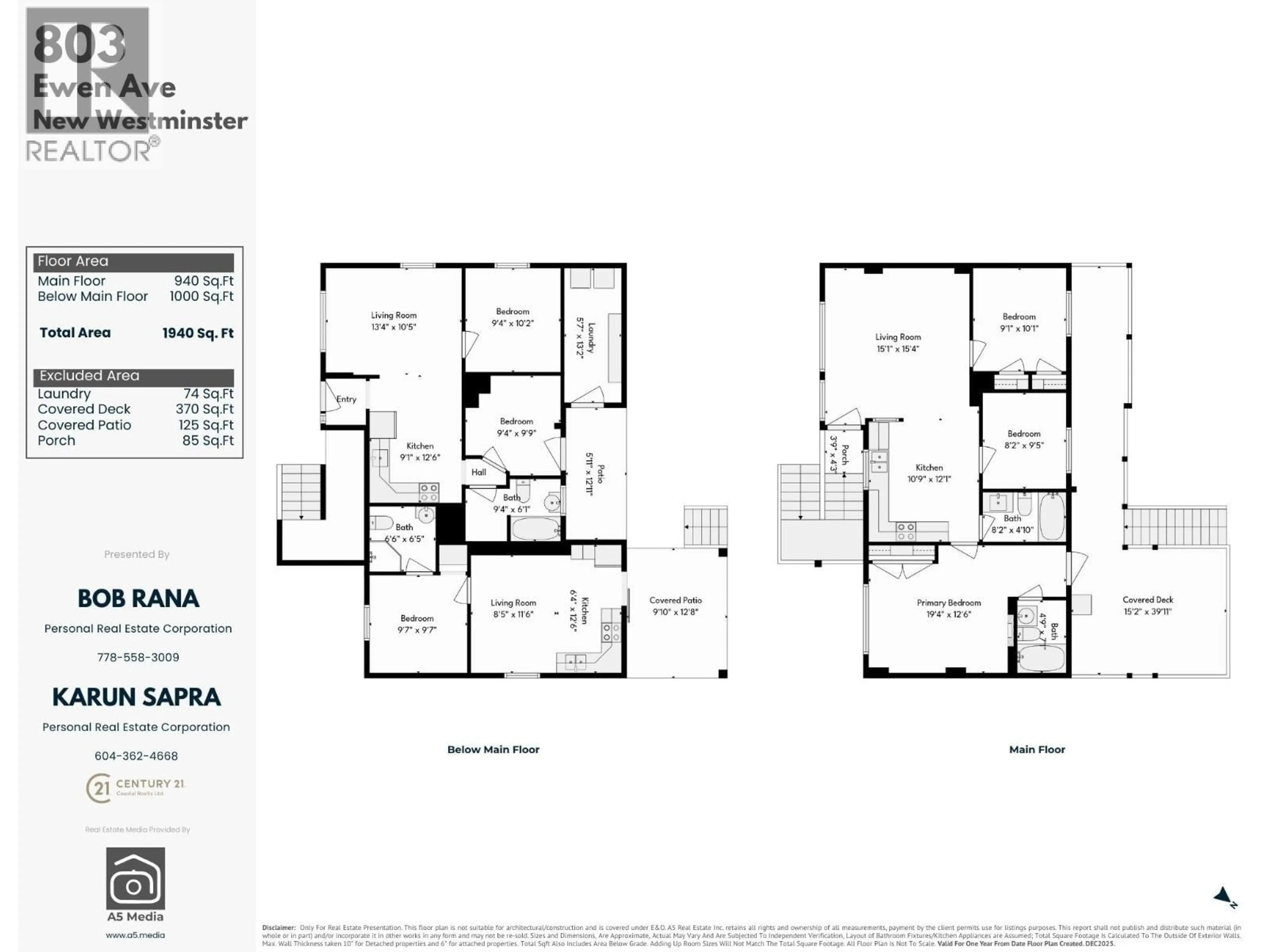 Floor plan for 803 EWEN AVENUE, New Westminster British Columbia V3M5C6