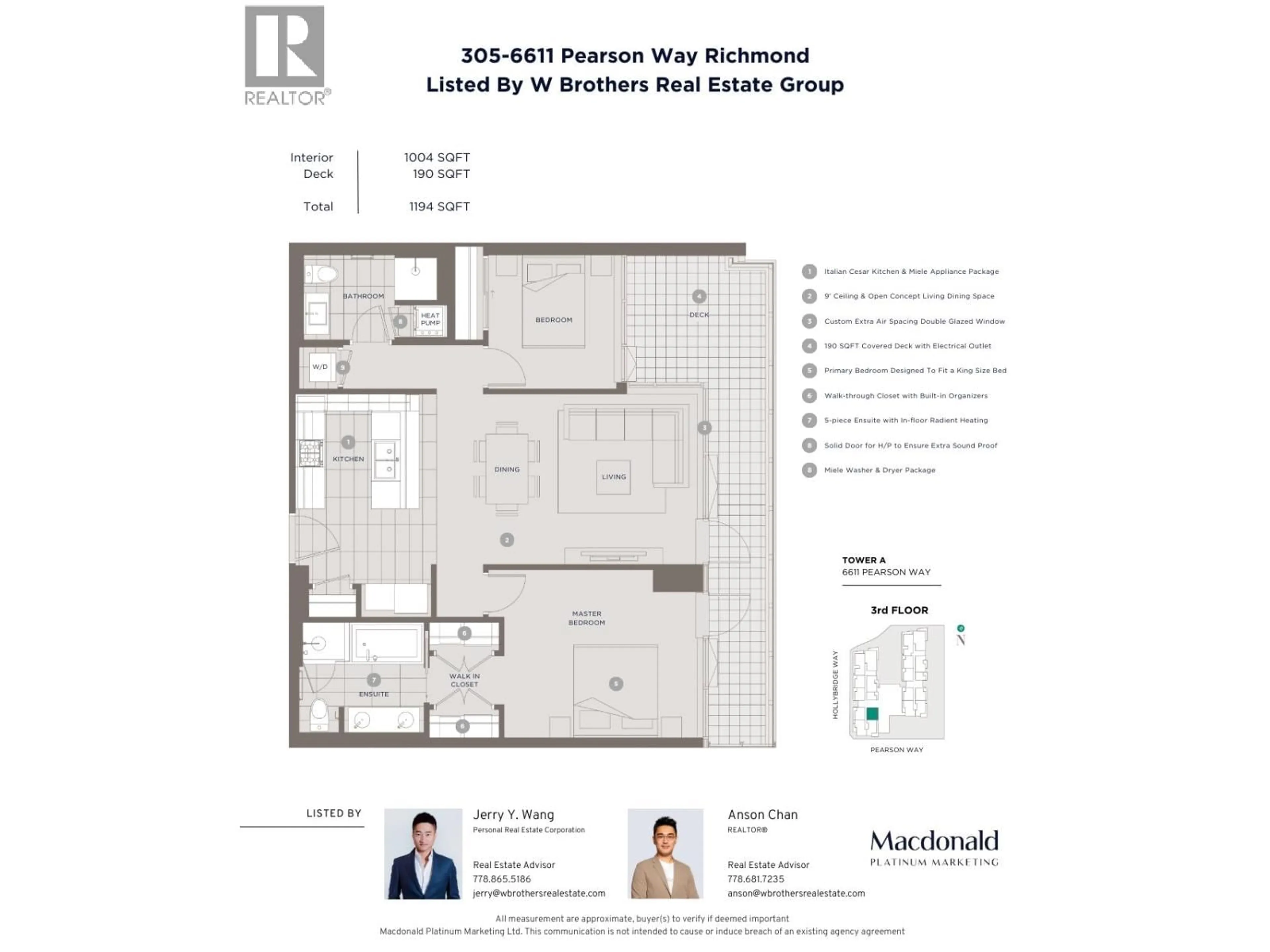 Floor plan for 305 - 6611 PEARSON WAY, Richmond British Columbia V7C0C3
