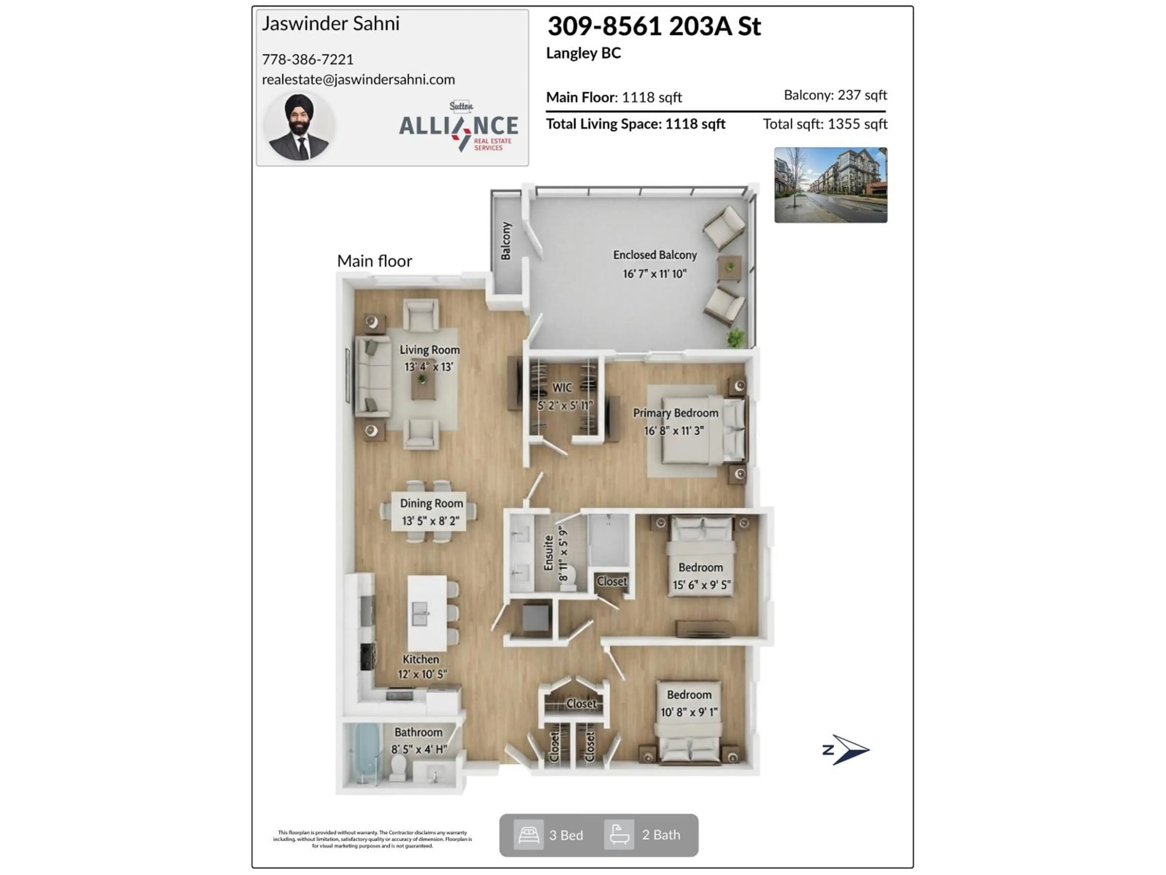 Floor plan for 309 - 8561 203A STREET, Langley British Columbia V2Y3L7