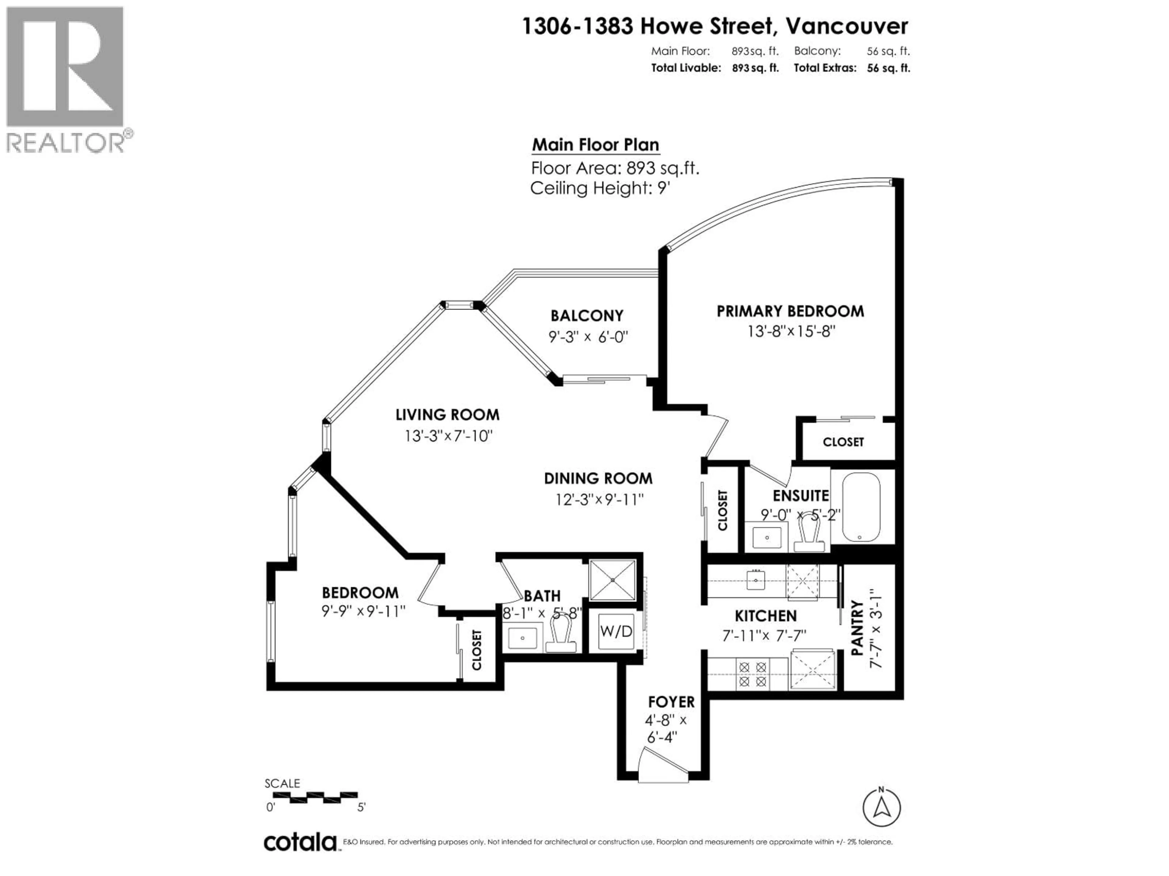 Floor plan for 1306 - 1383 HOWE STREET, Vancouver British Columbia V6Z2R5