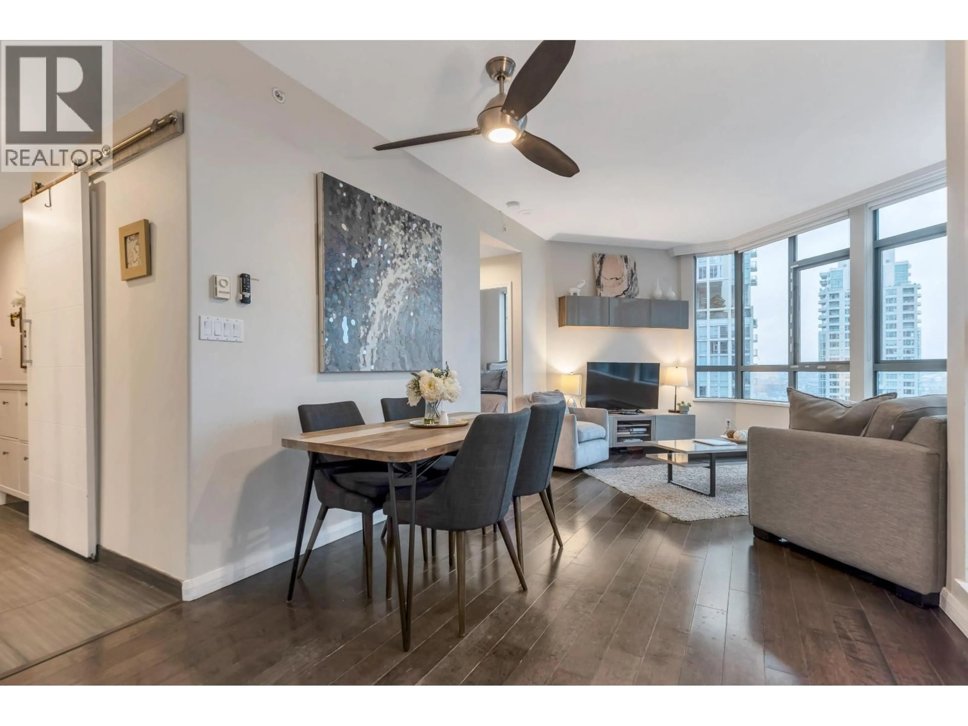 Living room with furniture, wood/laminate floor for 1306 - 1383 HOWE STREET, Vancouver British Columbia V6Z2R5