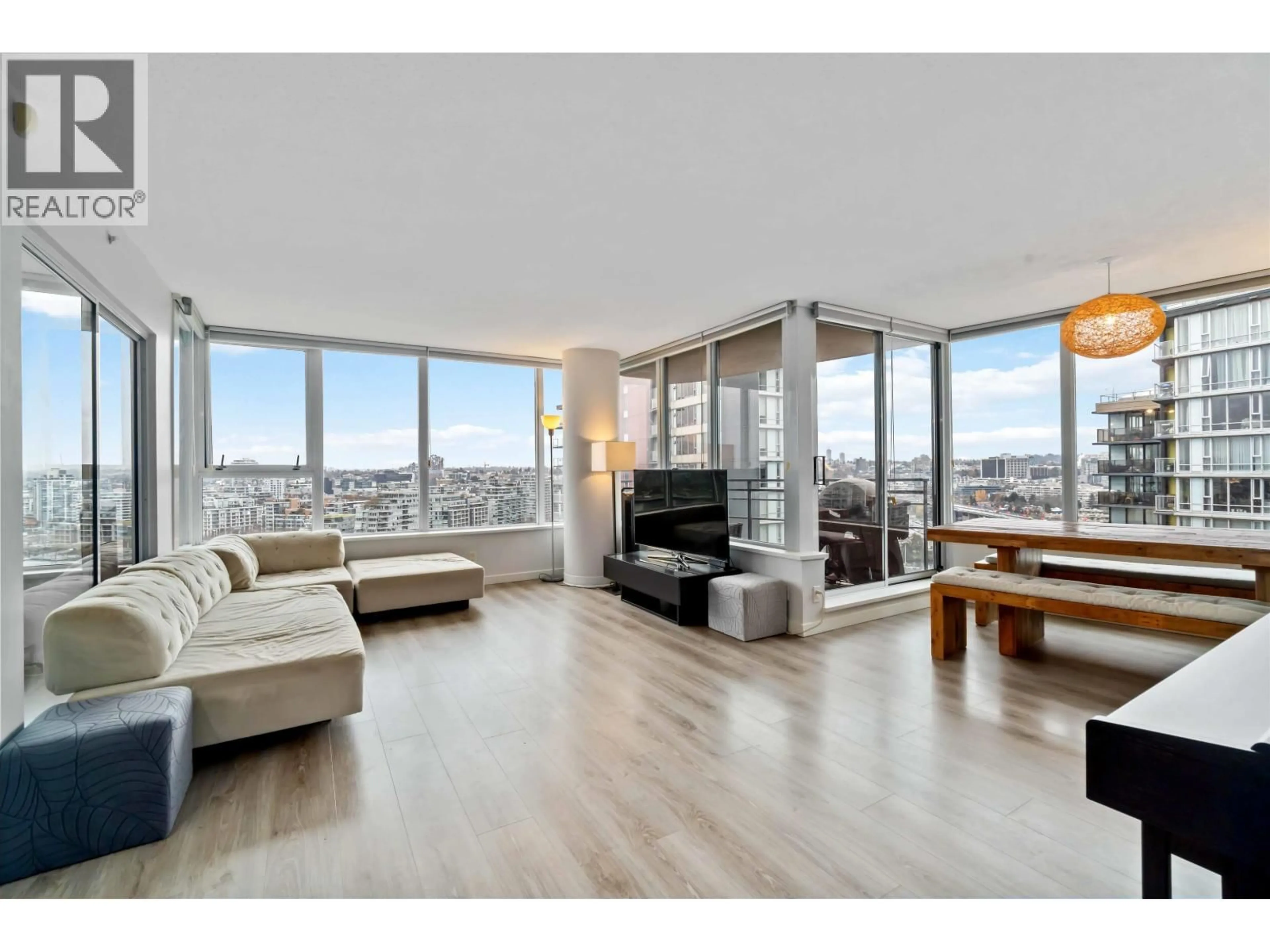 Living room with furniture, wood/laminate floor for 2303 - 33 SMITHE STREET, Vancouver British Columbia V6B0B5