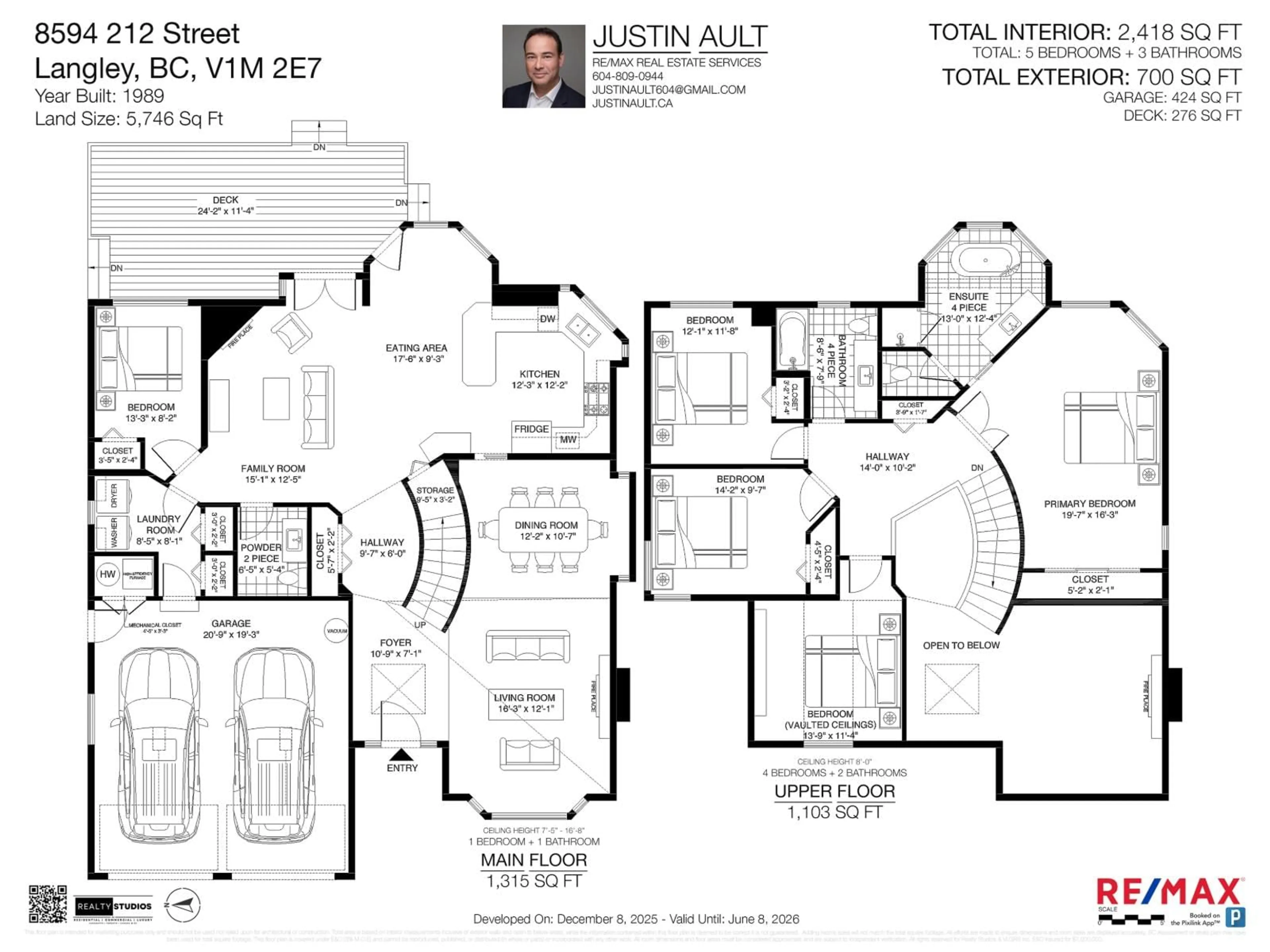 Floor plan for 8594 212 STREET, Langley British Columbia V1M2E7