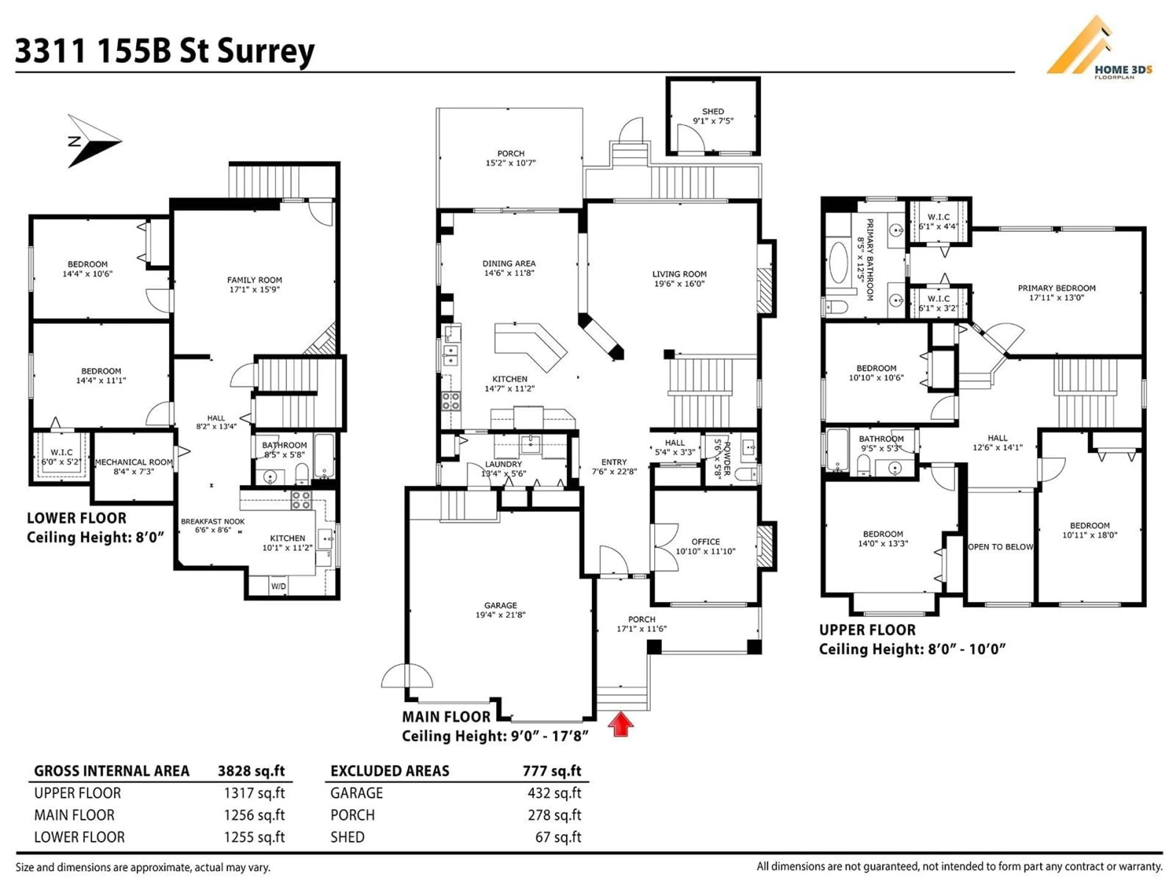 Floor plan for 3311 155B STREET, Surrey British Columbia V3Z0K5