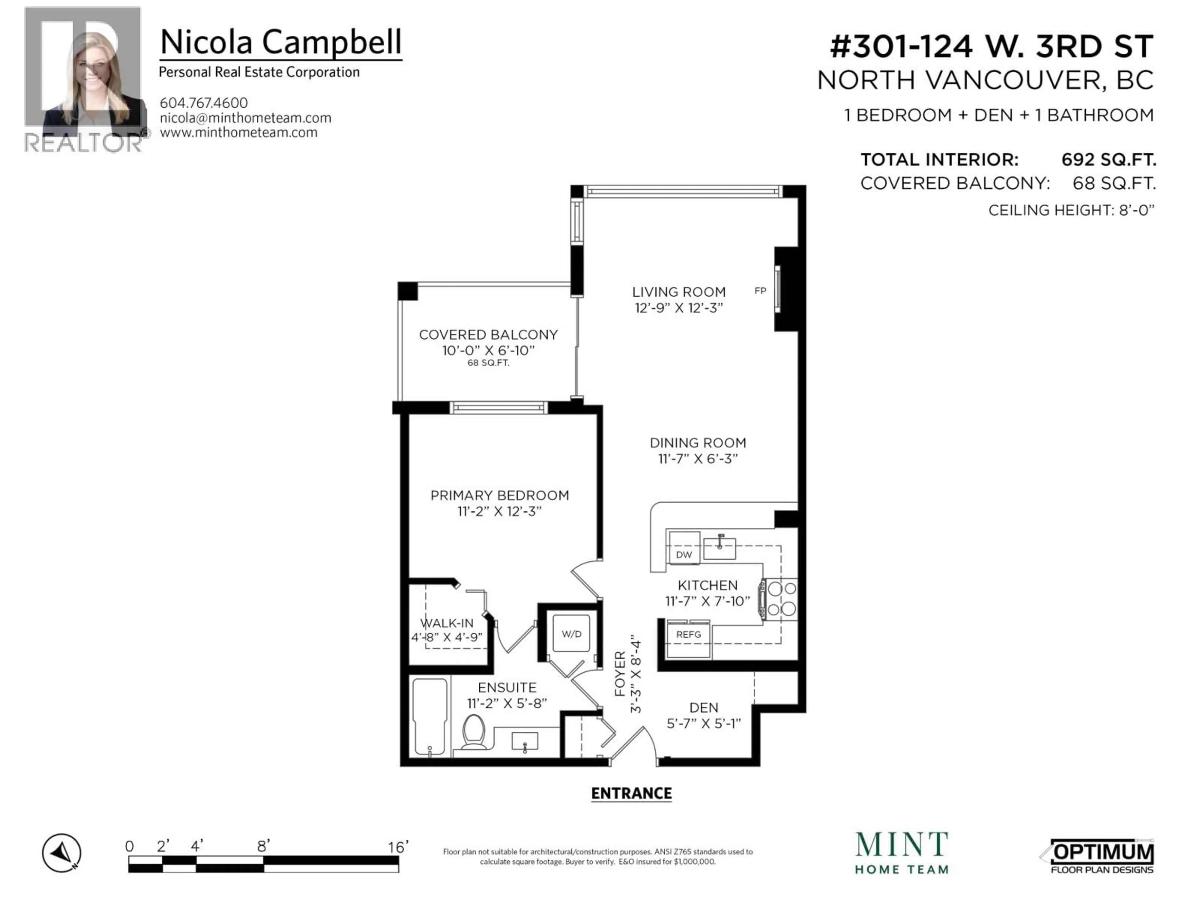 Floor plan for 301 - 124 3RD STREET, North Vancouver British Columbia V7M1E8