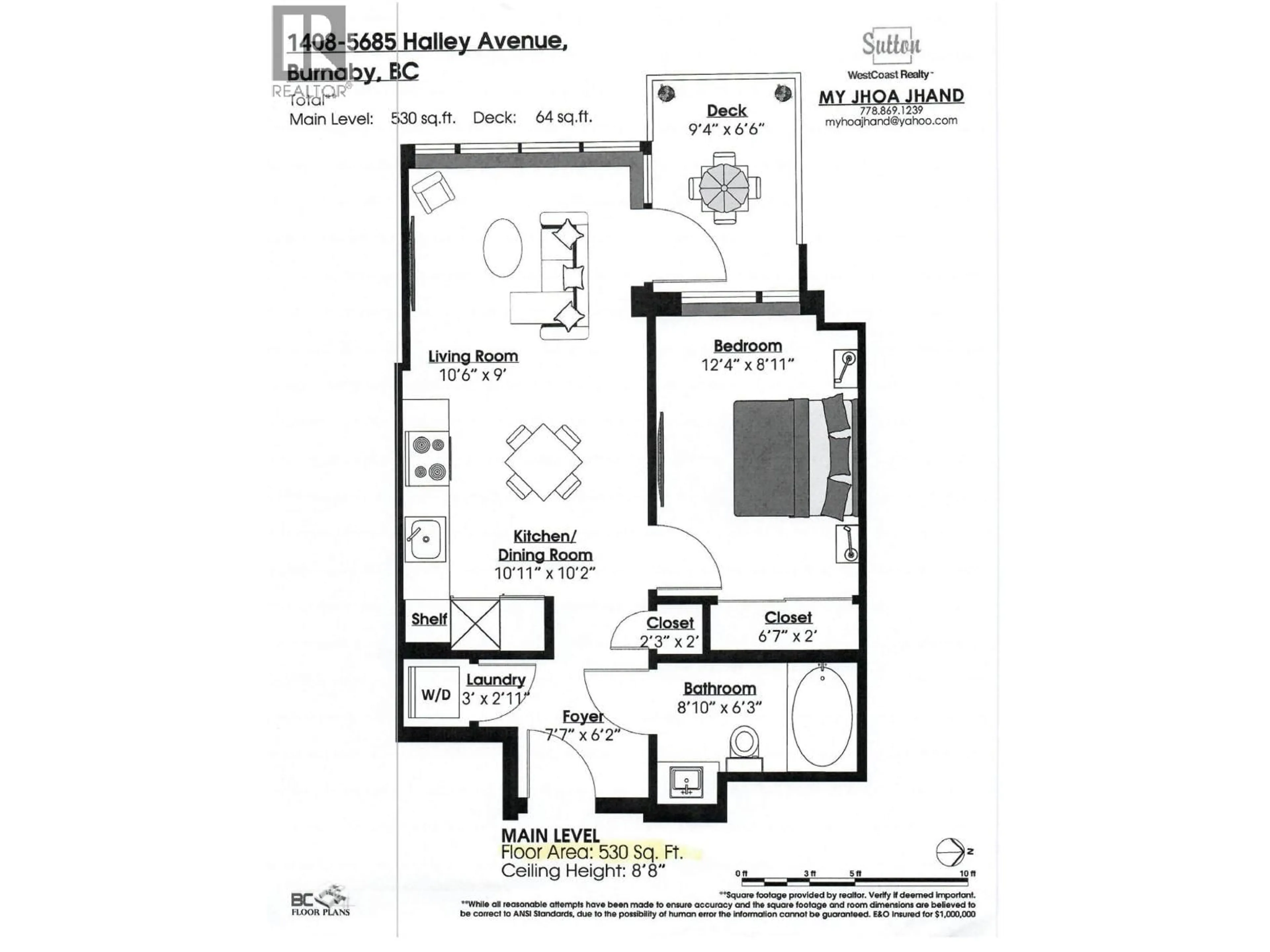 Floor plan for 1408 - 5685 HALLEY AVENUE, Burnaby British Columbia V5H0L9